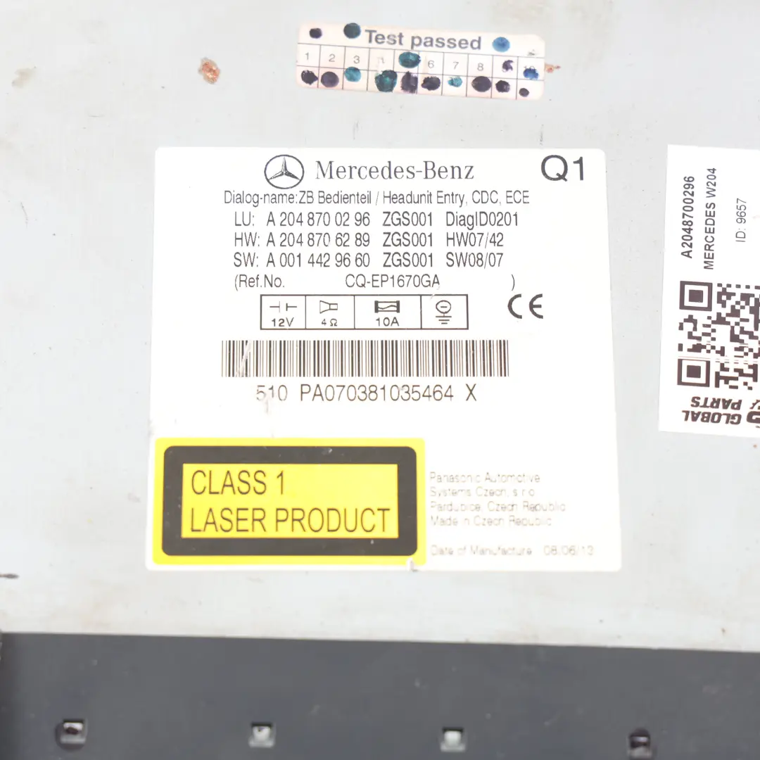 Mercedes S204 W204 Autoradio CD Navigatore Satellitare - SKU A2048700296 - Numero di parte A2048700296
