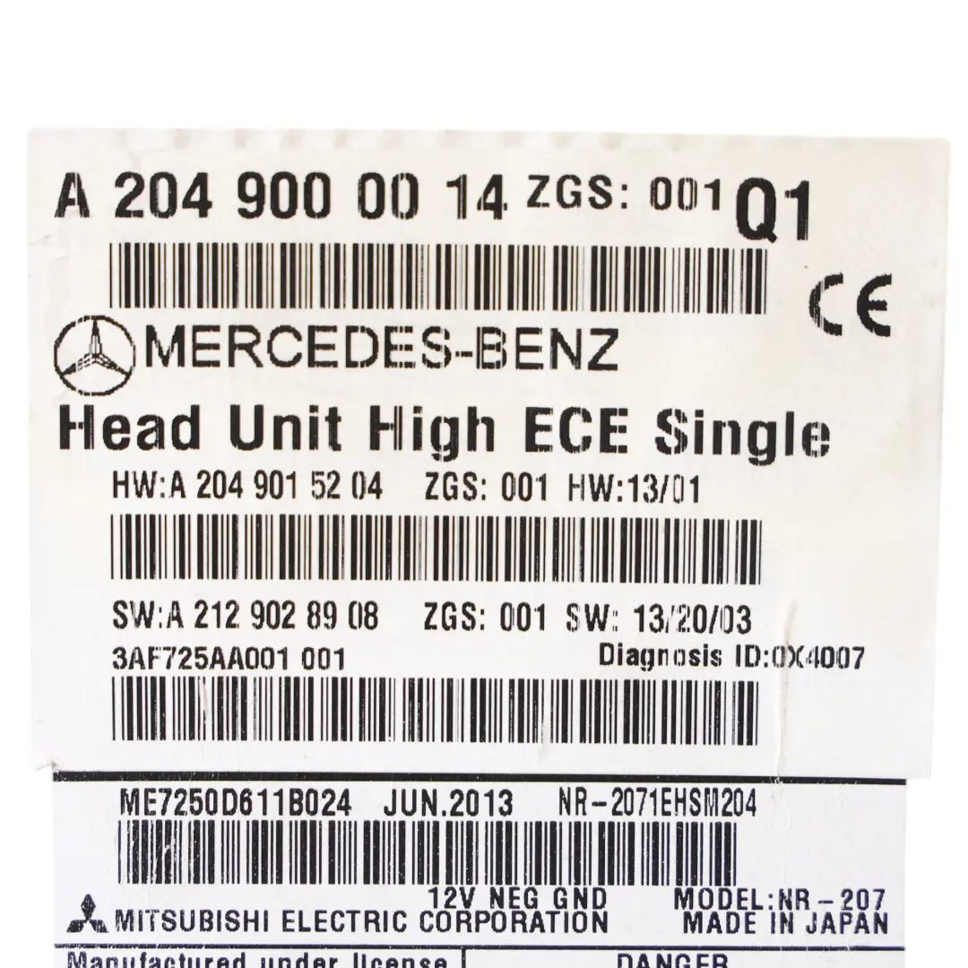 Mercedes W204 Multimedia Radio Stereo Kopfeinheit - SKU A2049000014 - Teilenummer A2049000014