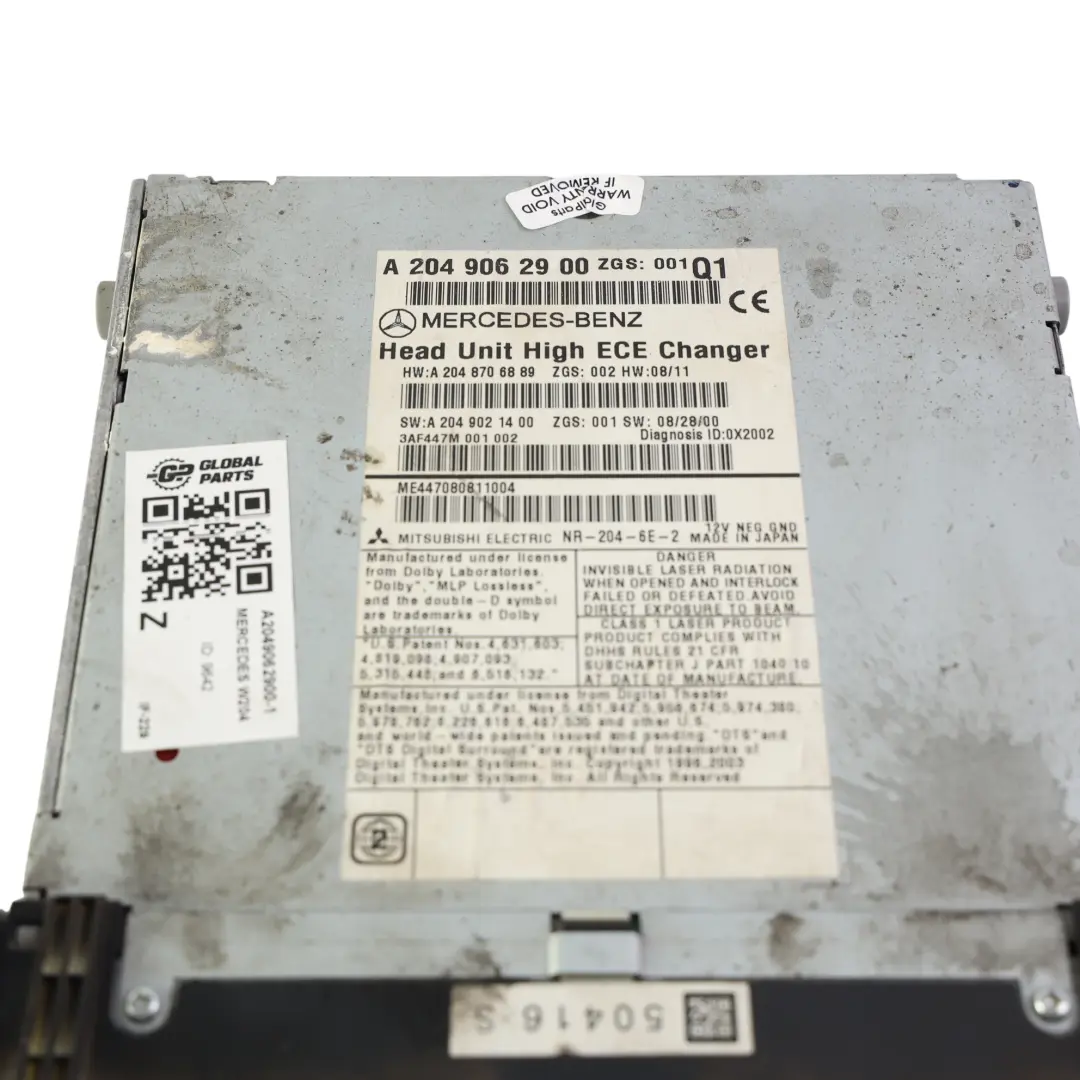 Mercedes W204 Navigation CD Player Radio Stereo Sat Nav Head Unit - SKU A2049062900-1 - Part number A2049062900