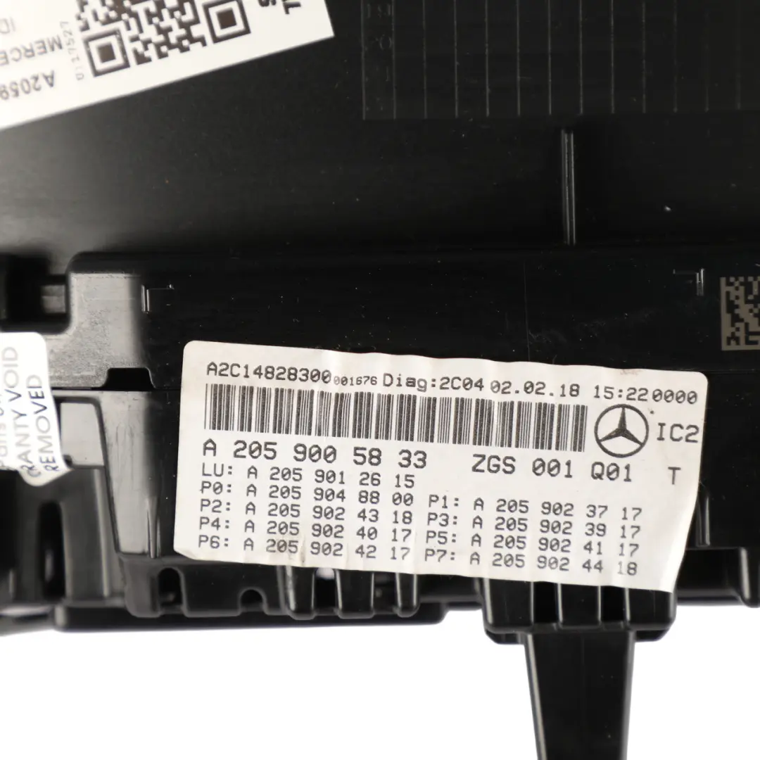 Mercedes W205 Instrument Cluster Speedometer Petrol Automatic - SKU A2059005833 - Part number A2059005833
