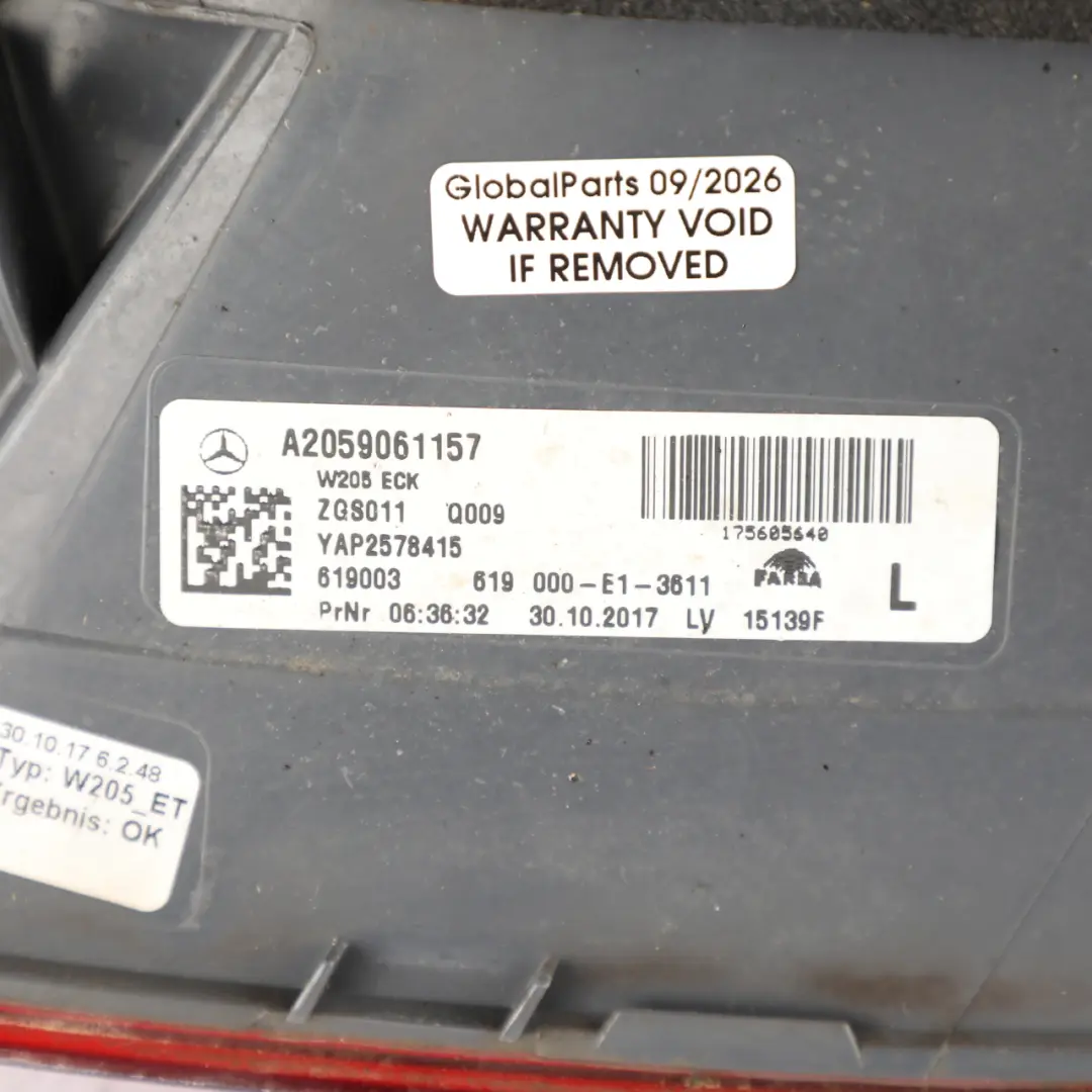 Mercedes W205 Rear Tail Light Lamp Left N/S Side - SKU A2059061157-1 - Part number A2059061157