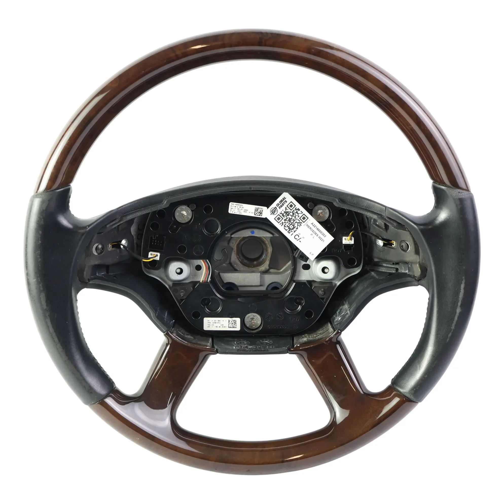 Mercedes C216 W221 Kierownica Czarna Skóra Drewno A2214600303