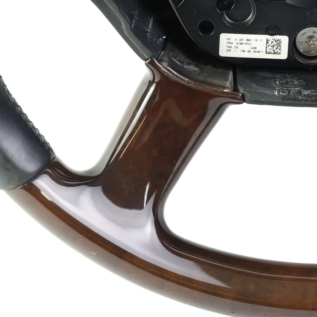 Mercedes C216 W221 Volante Cuero Negro Madera Nogal - SKU A2214600303 - Número de pieza A2214600303