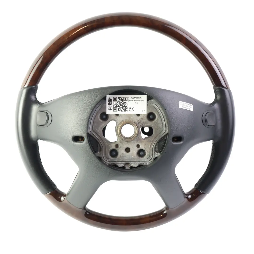Lenkrad Schwarz Leder Holz Gratnuss für Mercedes C216 W221 mit Teilenummer A2214600303 Mercedes C216 W221 Lenkrad Schwarz Leder Holz Gratnuss - SKU A2214600303 - Teilenummer A2214600303