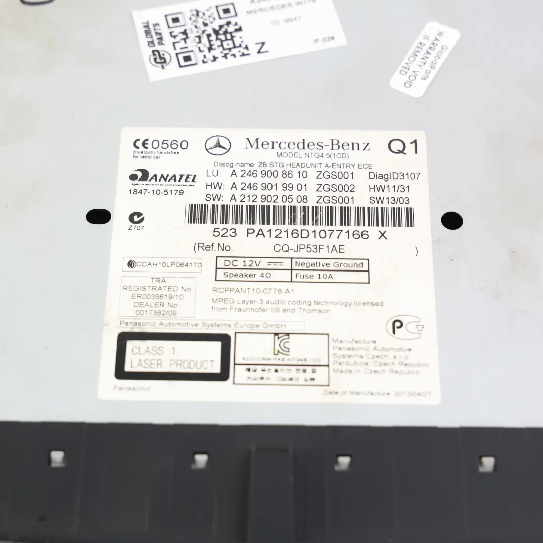 Mercedes W176 Radio CD Bedienteil Kopfeinheit - SKU A2469008610 - Teilenummer A2469008610