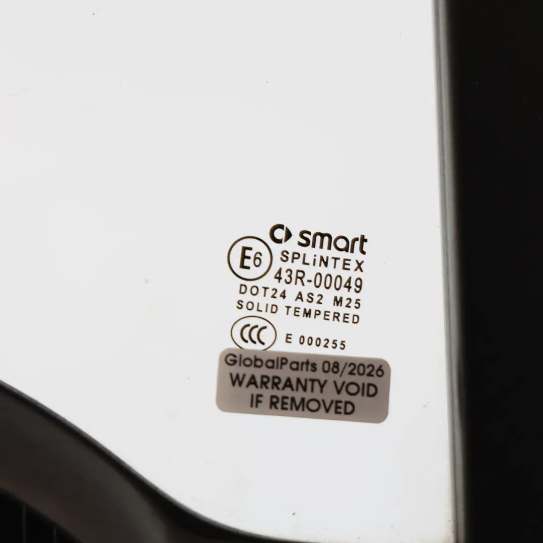 Smart Fortwo 451 Szyba Boczna Stała Przód Prawa AS2 - SKU A4517250400 - Numer Części A4517250400