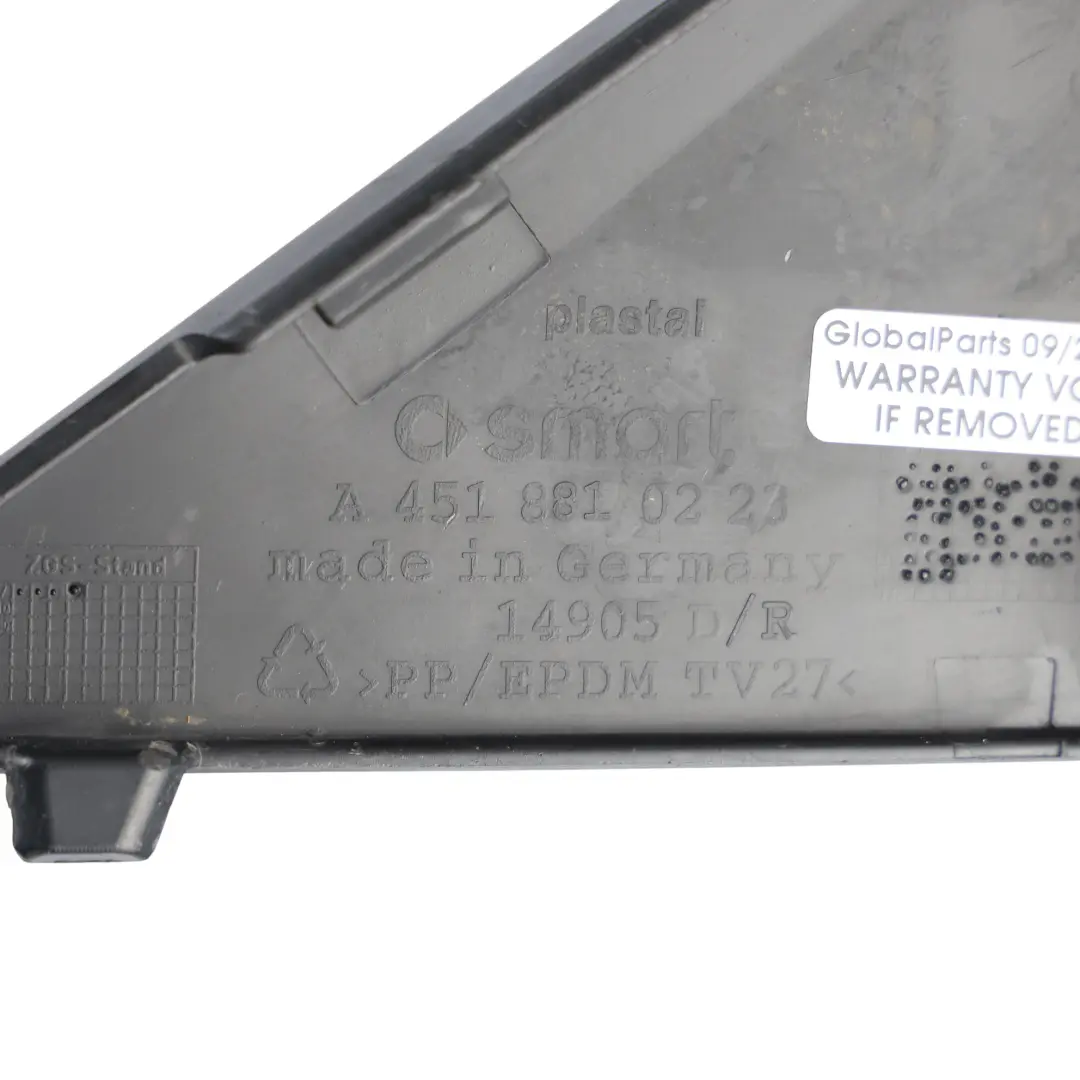 Smart C451 Fortwo Spiegelabdeckung Verkleidung Vorne Rechts - SKU A4518810223 - Teilenummer A4518810223