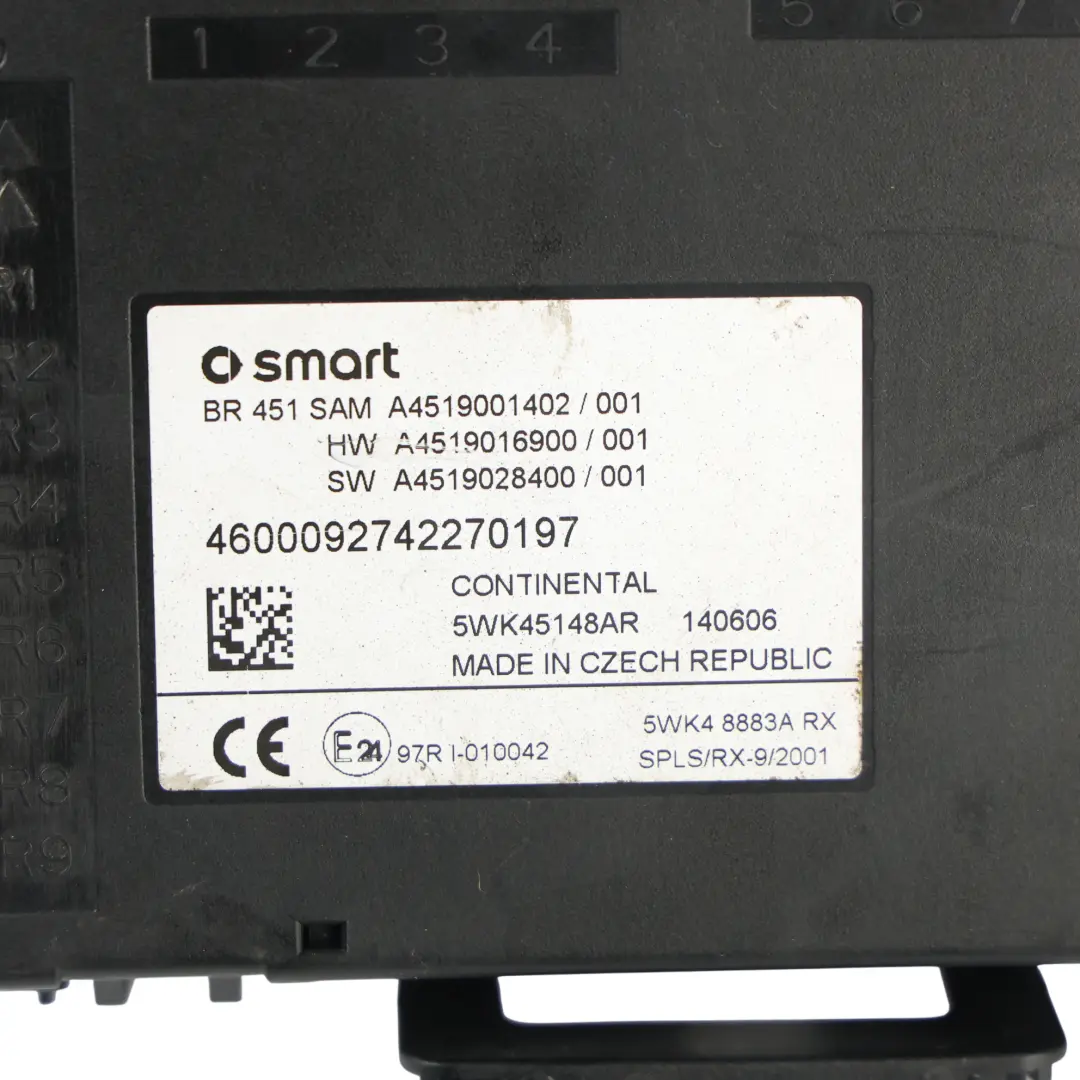 Smart Fortwo C451 Moduł Sterownik SAM BCM - SKU A4519001402 - Numer Części A4519001402