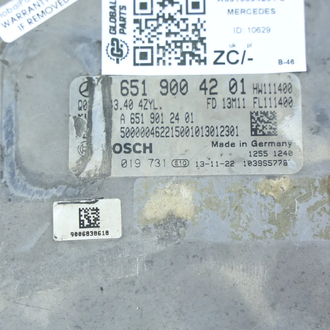 Mercedes GLE250 W166 OM651.960 204HP Engine ECU Kit Set Automatic - SKU A6519004201-2 - Part number A6519004201