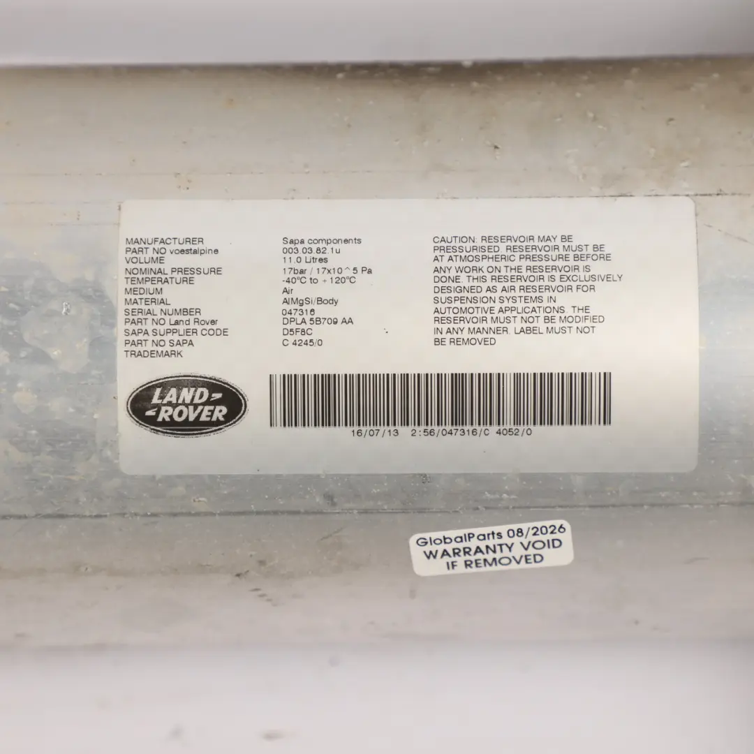 Range Rover L405 Sport L494 Air Suspension Tank Reservoir Vessel - SKU DPLA-5B709-AA - Part number DPLA-5B709-AA