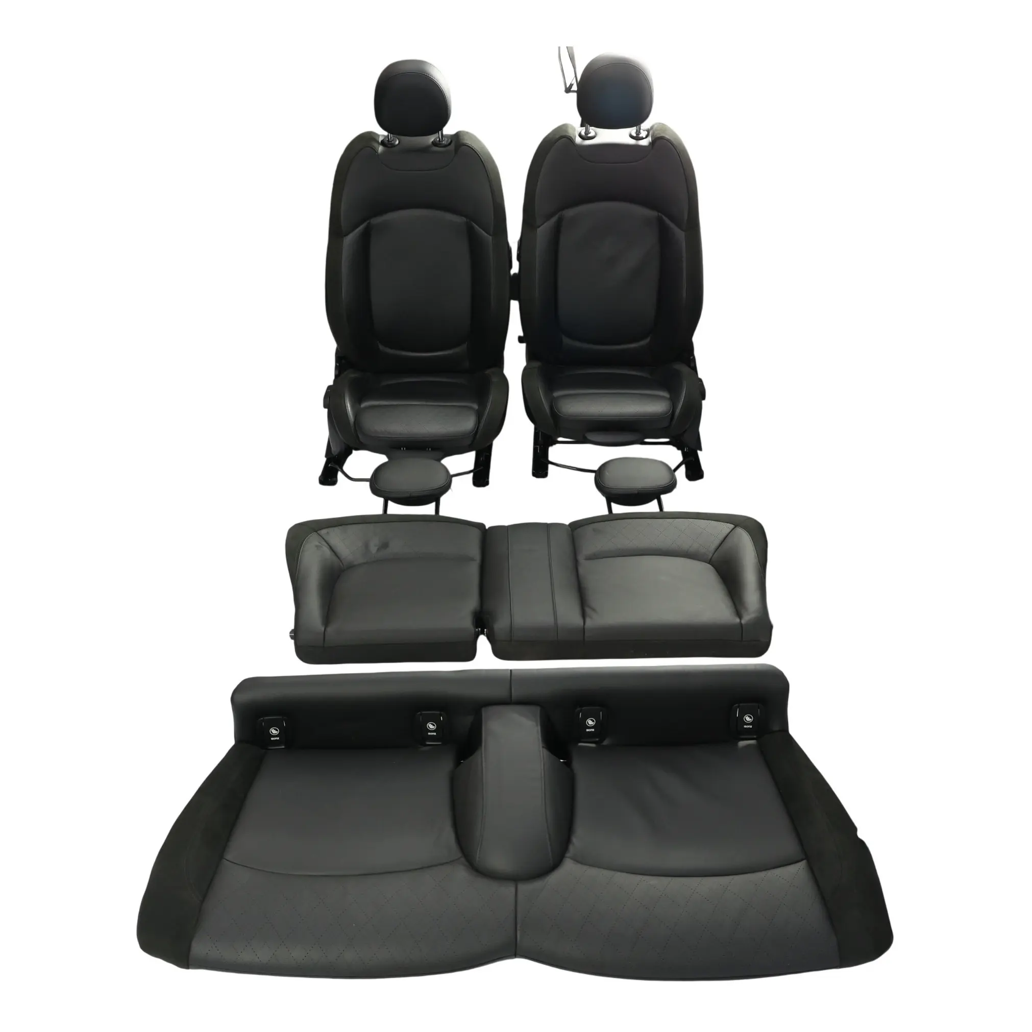 Mini F56 Heated Sport Seats Leather Cross Punch Carbon Black Set Front Rear Seat
