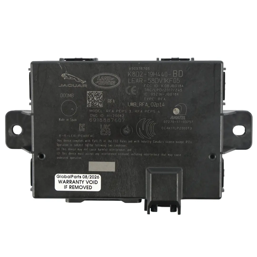 Land Rover Discovery Sport L550 Keyless Entry Control Module ECU - SKU K8D2-19H440-BD - Part number K8D2-19H440-BD