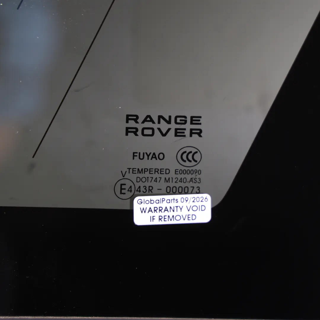 Quarter Window Right O/S Tinted AS3 to Range Rover Sport L494 Rear with Part number LR044116 Range Rover Sport L494 Rear Quarter Window Right O/S Tinted AS3 - SKU LR044116-1 - Part number LR044116