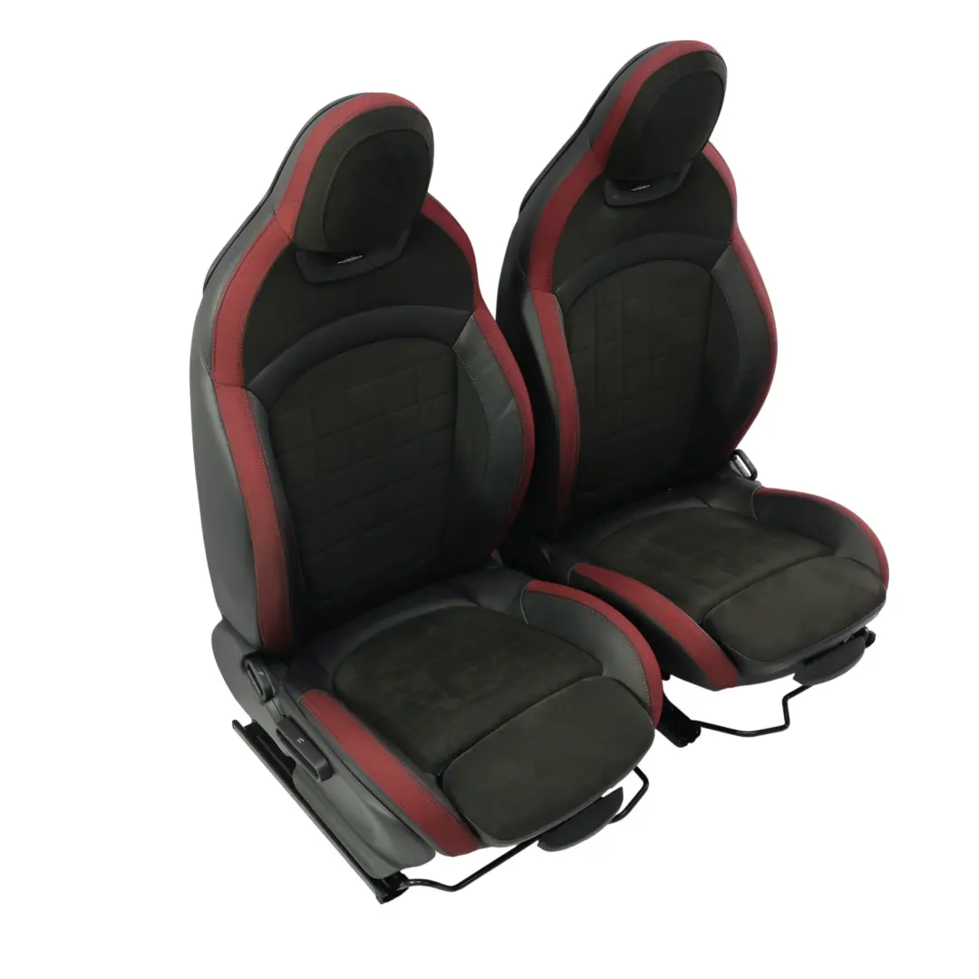 Mini F56 John Cooper Works Heated Sport Seats Dinamica Leather Black Red GSE1 - SKU MINI-F56-JCW-SEATS-SET-DINAMICA-RED-GSE1-1 - Part number 7559947