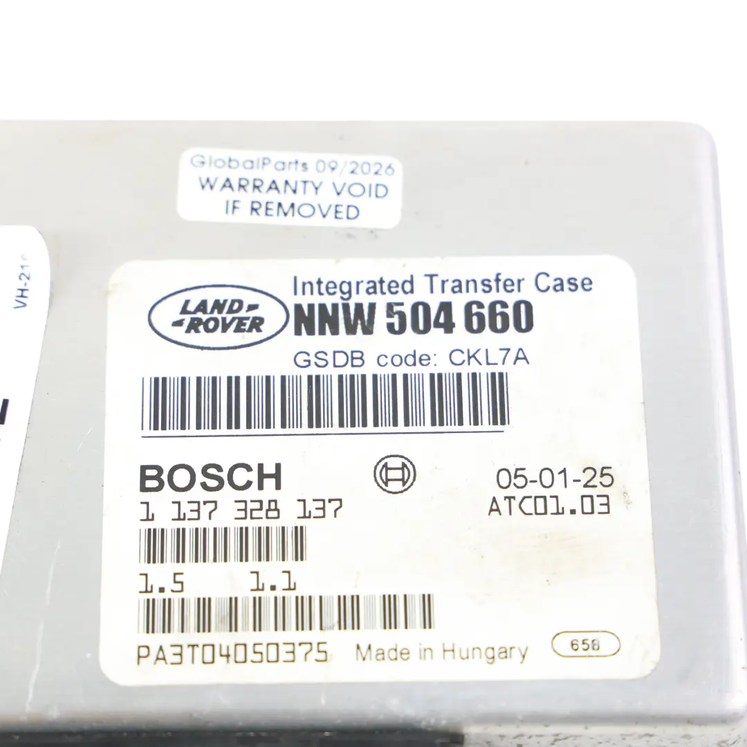 Land Rover Range Rover Sport L320 Automatic Gearbox Control Unit ECU - SKU NNW504660 - Part number NNW504660