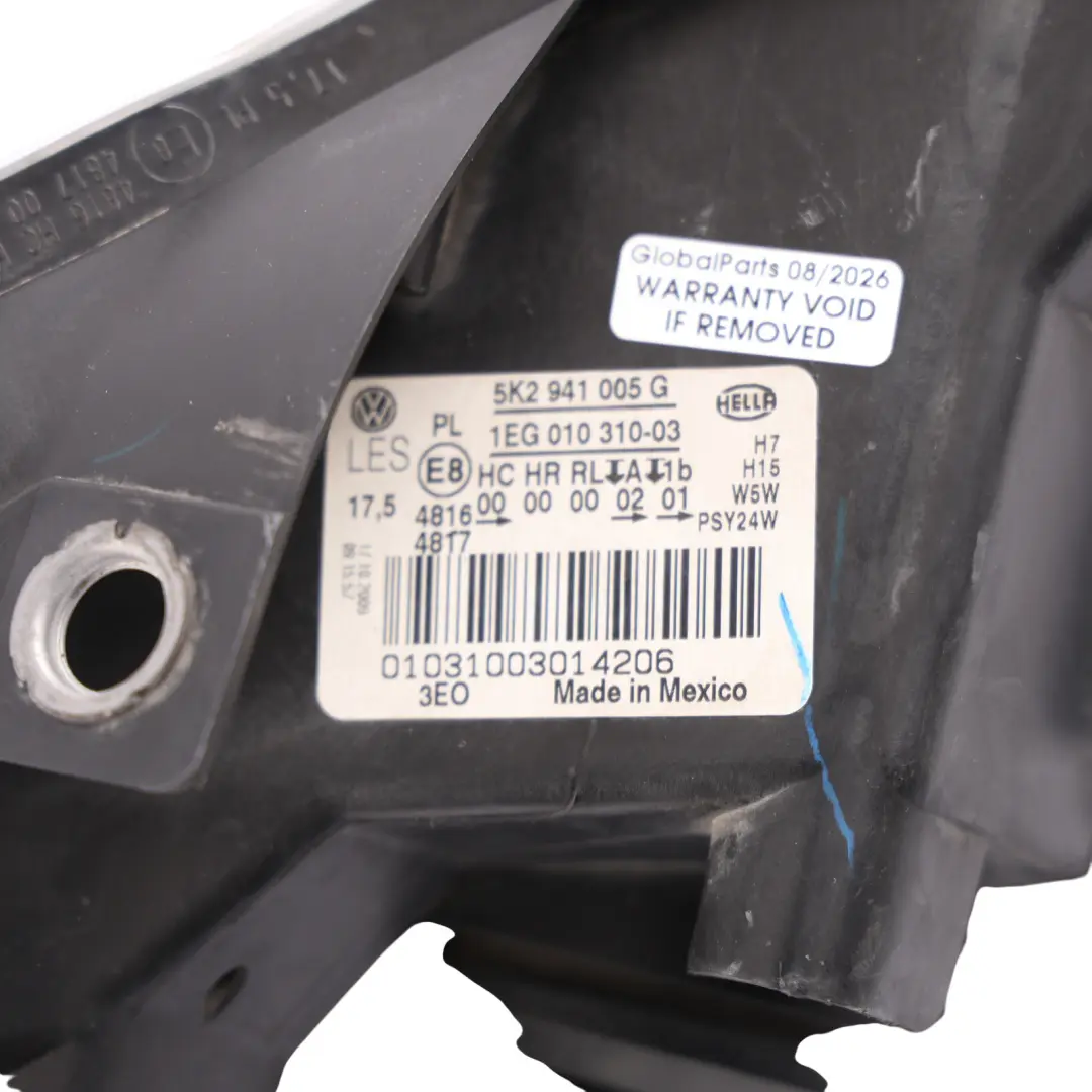 Mk6 Headlight Halogen Headlamp Front Left N/S to Volkswagen Golf with Part number 5K2941005G Volkswagen Golf Mk6 Headlight Halogen Headlamp Front Left N/S - SKU RHD-5K2941005G - Part number 5K2941005G