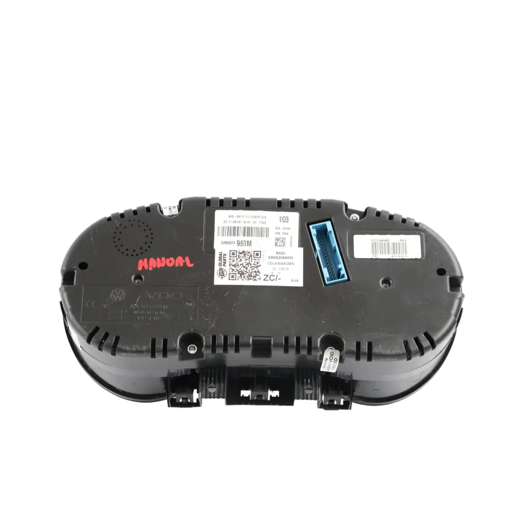 Instrument Cluster Speedo Clocks Petrol Manual to Volkswagen VW Polo 6R with Part number 6R0920960M Volkswagen VW Polo 6R Instrument Cluster Speedo Clocks Petrol Manual - SKU RHD-6R0920960M - Part number 6R0920960M