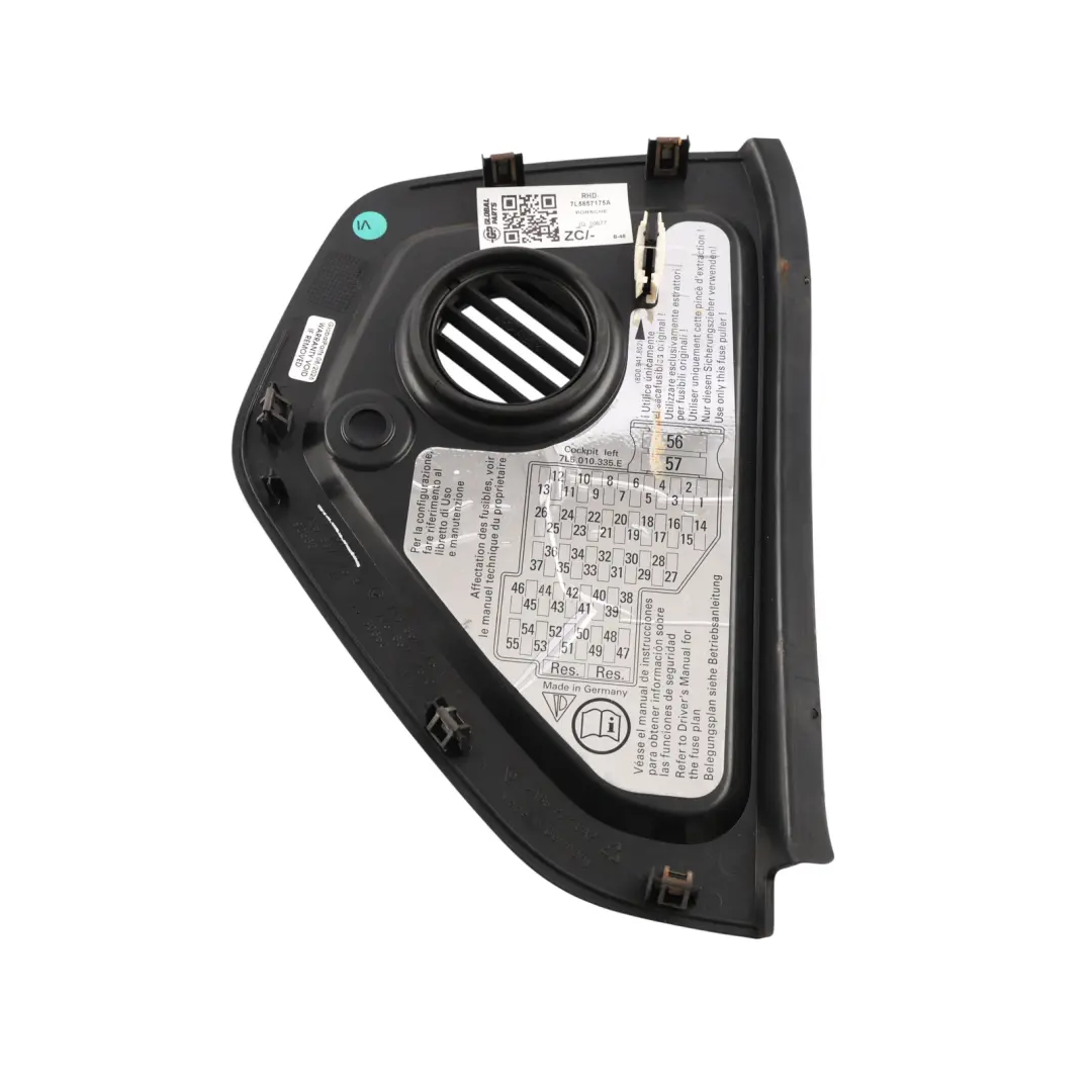 Dashboard End Cover Trim Panel Left N/S Black to Porsche Cayenne 9PA 955 with Part number 7L5857175A Porsche Cayenne 9PA 955 Dashboard End Cover Trim Panel Left N/S Black - SKU RHD-7L5857175A - Part number 7L5857175A