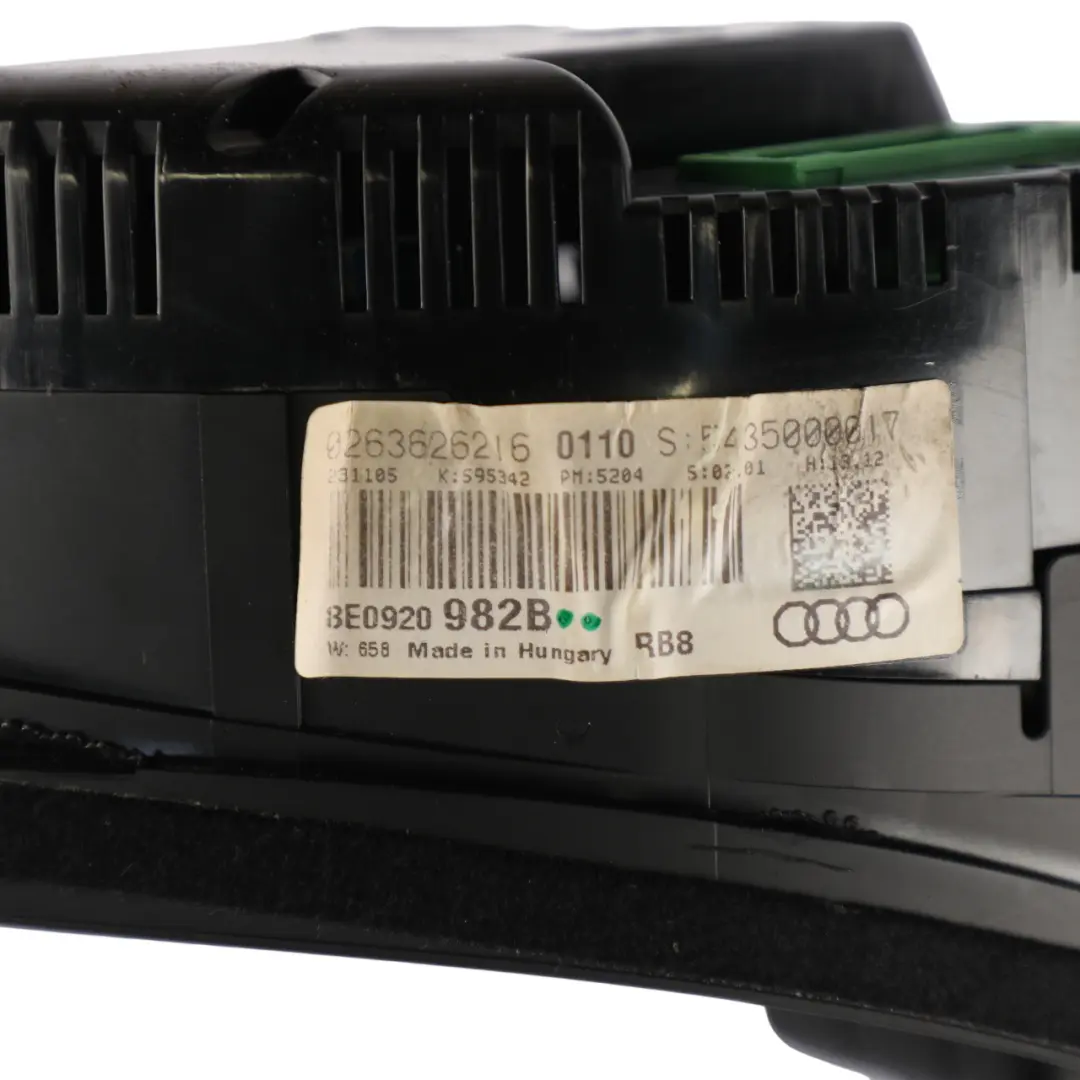 Instrument Cluster Speedometer Clocks Petrol Manual 8E0920982K to Audi S4 B7 with Part number 8E0920982BX Audi S4 B7 Instrument Cluster Speedometer Clocks Petrol Manual 8E0920982K - SKU RHD-8E0920982BX - Part number 8E0920982BX