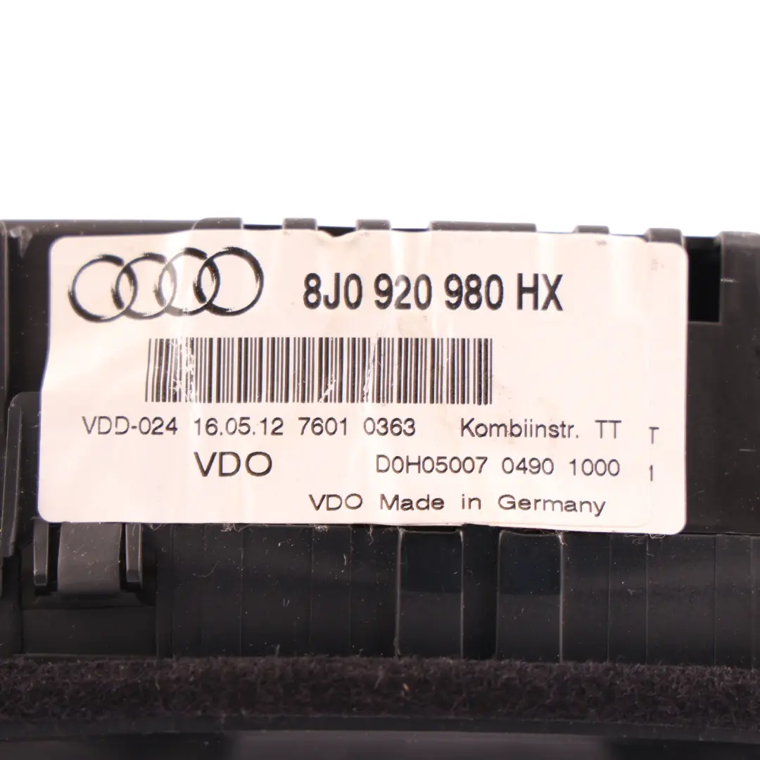 Instrument Cluster Speedo Meter Clocks 8J0920980H Petrol Manual to Audi TT 8J with Part number 8J0920980HX Audi TT 8J Instrument Cluster Speedo Meter Clocks 8J0920980H Petrol Manual - SKU RHD-8J0920980HX - Part number 8J0920980HX