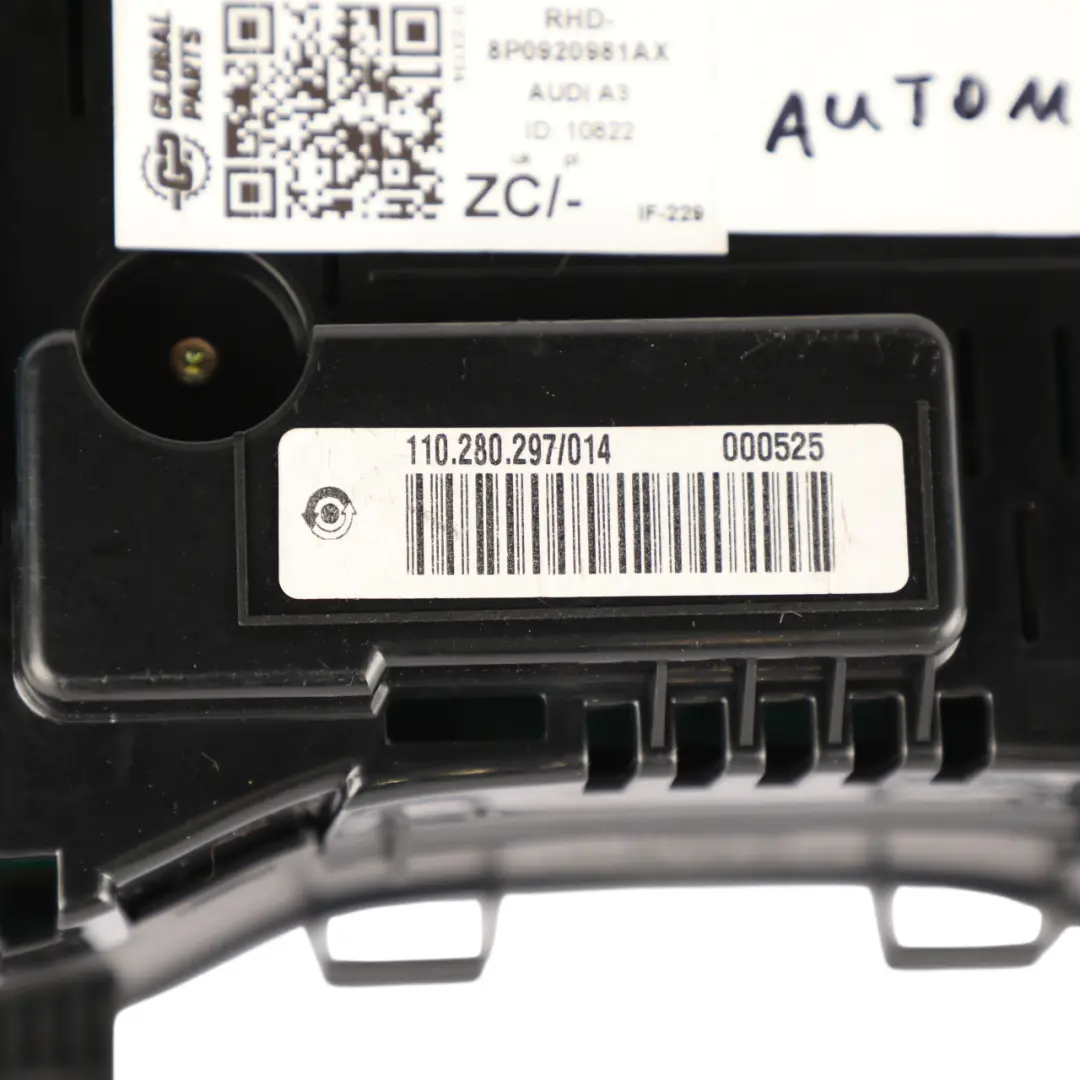 Audi A3 8P Instrument Cluster Diesel Speedo Clocks Meter Automatic - SKU RHD-8P0920981AX - Part number 8P0920981AX
