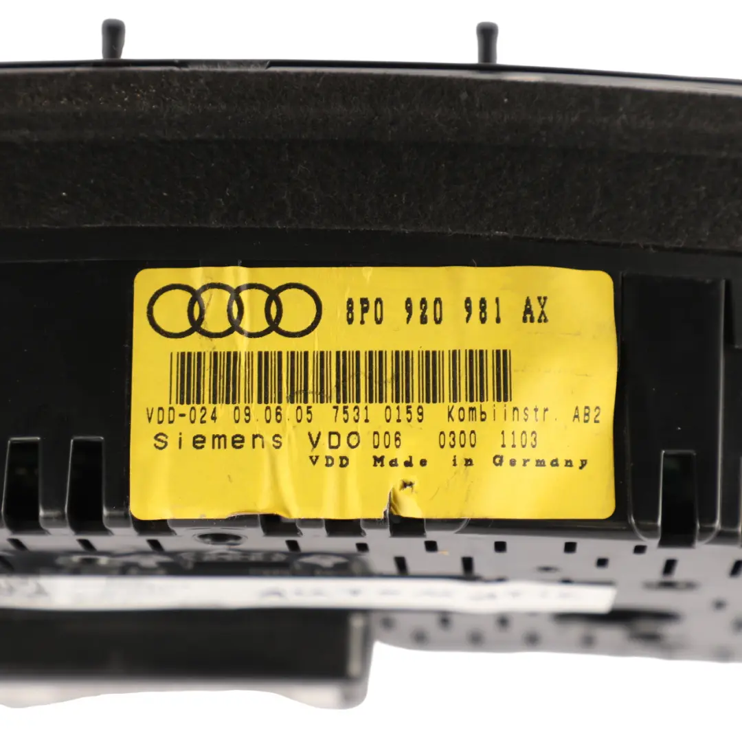 Audi A3 8P Instrument Cluster Diesel Speedo Clocks Meter Automatic - SKU RHD-8P0920981AX - Part number 8P0920981AX