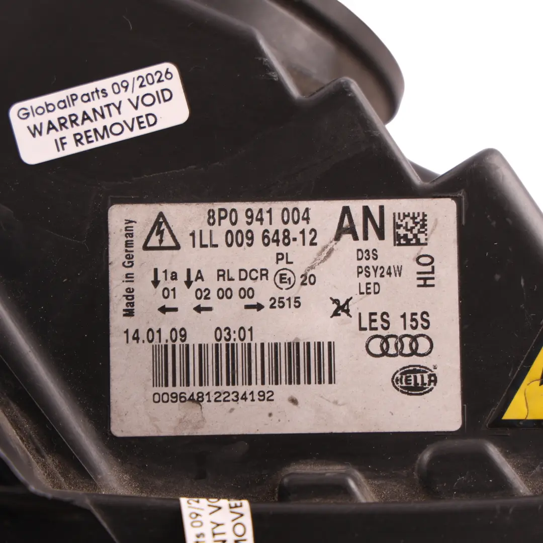 Audi A3 8P Front Headlight Headlamp Xenon Left N/S - SKU RHD-8P0941004AN - Part number 8P0941004AN