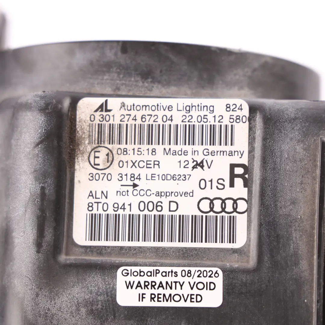 Headlight Headlamp Lamp Light Front Right O/S to Audi A5 8T with Part number 8T0941006D Audi A5 8T Headlight Headlamp Lamp Light Front Right O/S - SKU RHD-8T0941006D - Part number 8T0941006D