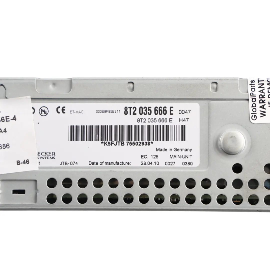 Audi A4 B8 Multimedia Radio CD DVD Player MMI Head Unit - SKU RHD-8T2035666E-4 - Part number 8T2035666E