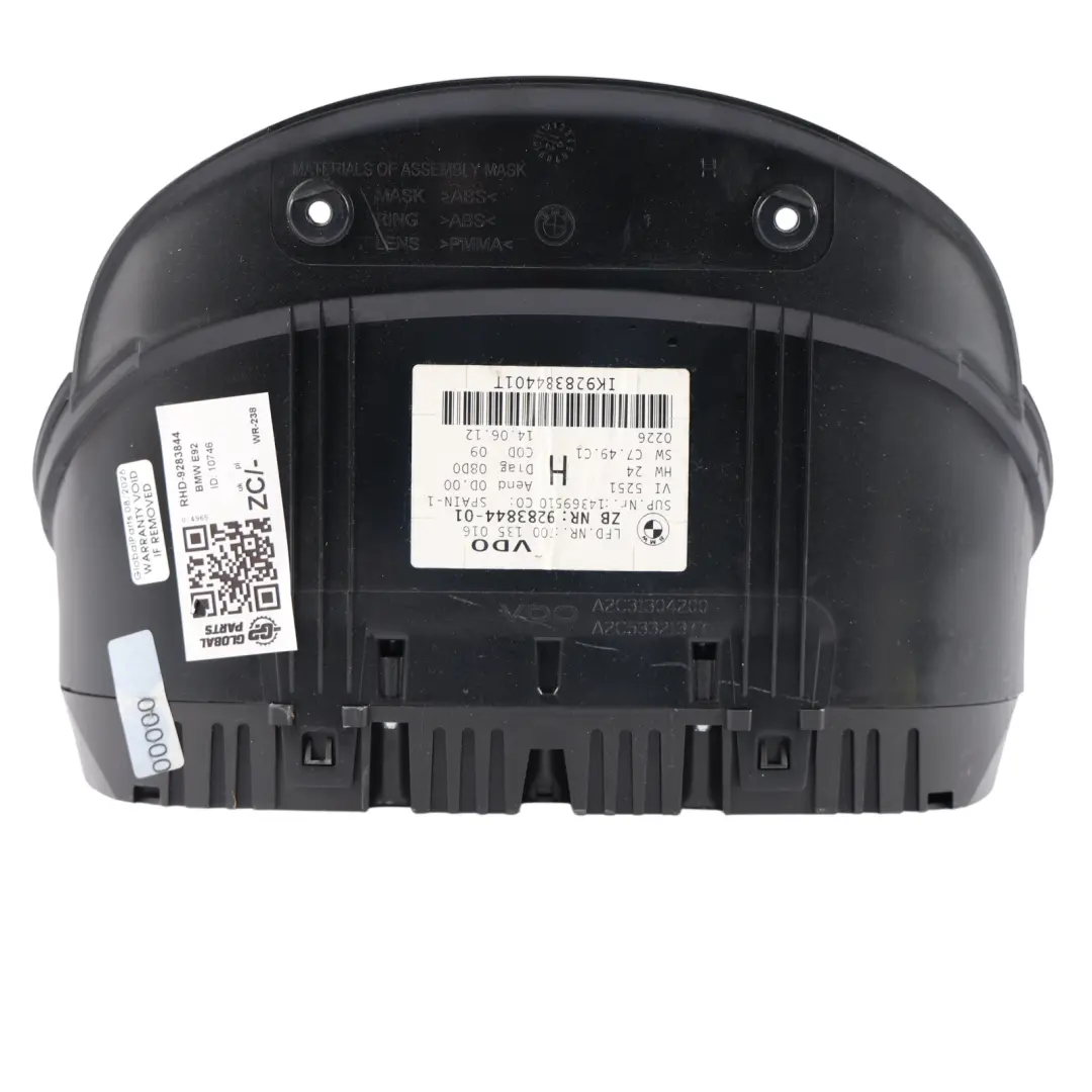 BMW E92 LCI Speedometer Instrument Cluster Diesel Automatic - SKU RHD-9283844 - Part number 9283844