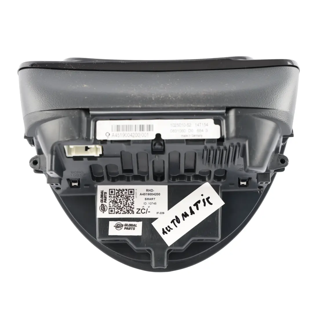 Mk2 Instrument Cluster Speedometer Petrol Automatic to Smart Fortwo 451 with Part number A4519004200 Smart Fortwo 451 Mk2 Instrument Cluster Speedometer Petrol Automatic - SKU RHD-A4519004200 - Part number A4519004200