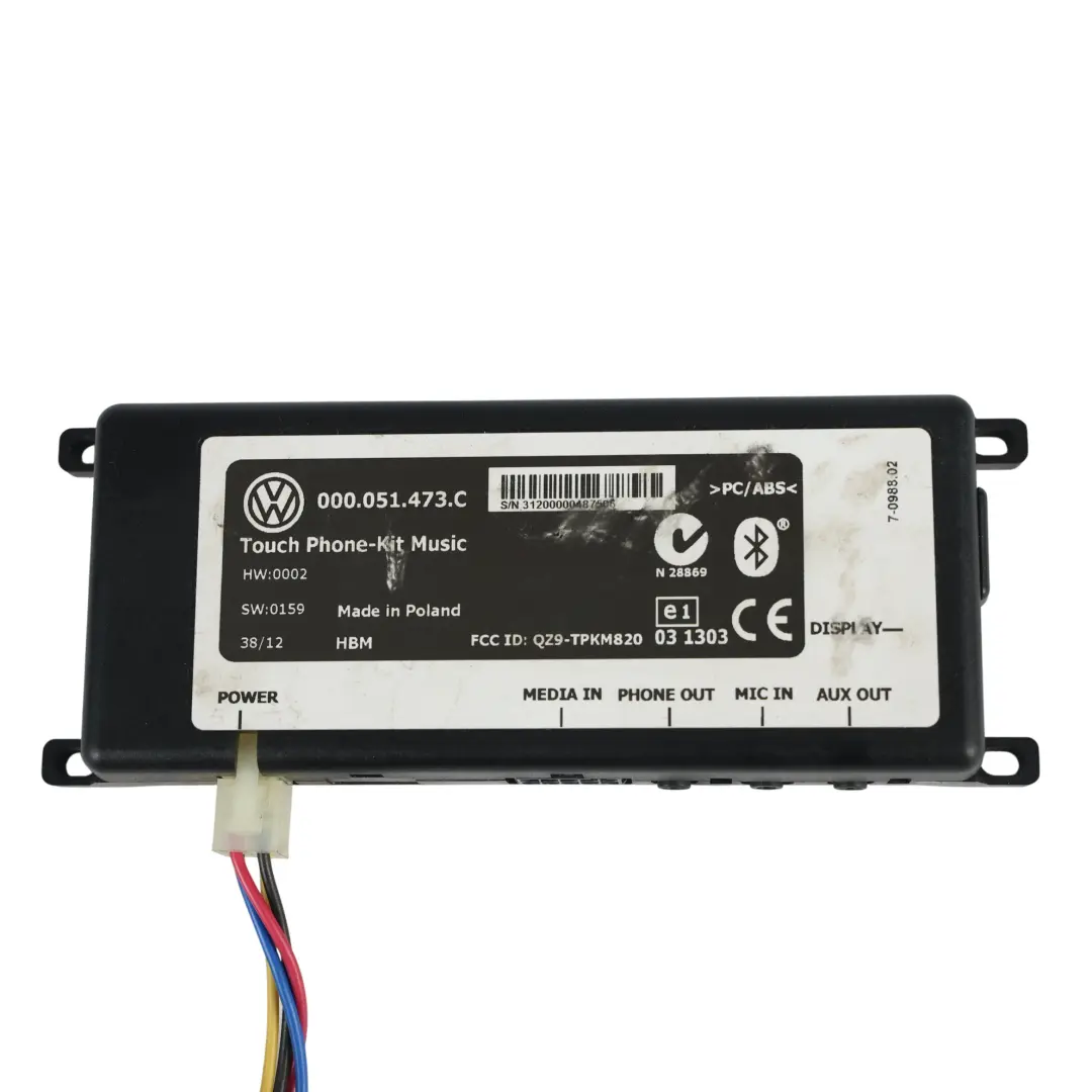 Bluetooth Vivavoce Kit Collegamento TPK per Volkswagen VW Polo 6R con numero di parte 000051473C Volkswagen VW Polo 6R Bluetooth Vivavoce Kit Collegamento TPK - SKU 000051473C-2 - Numero di parte 000051473C