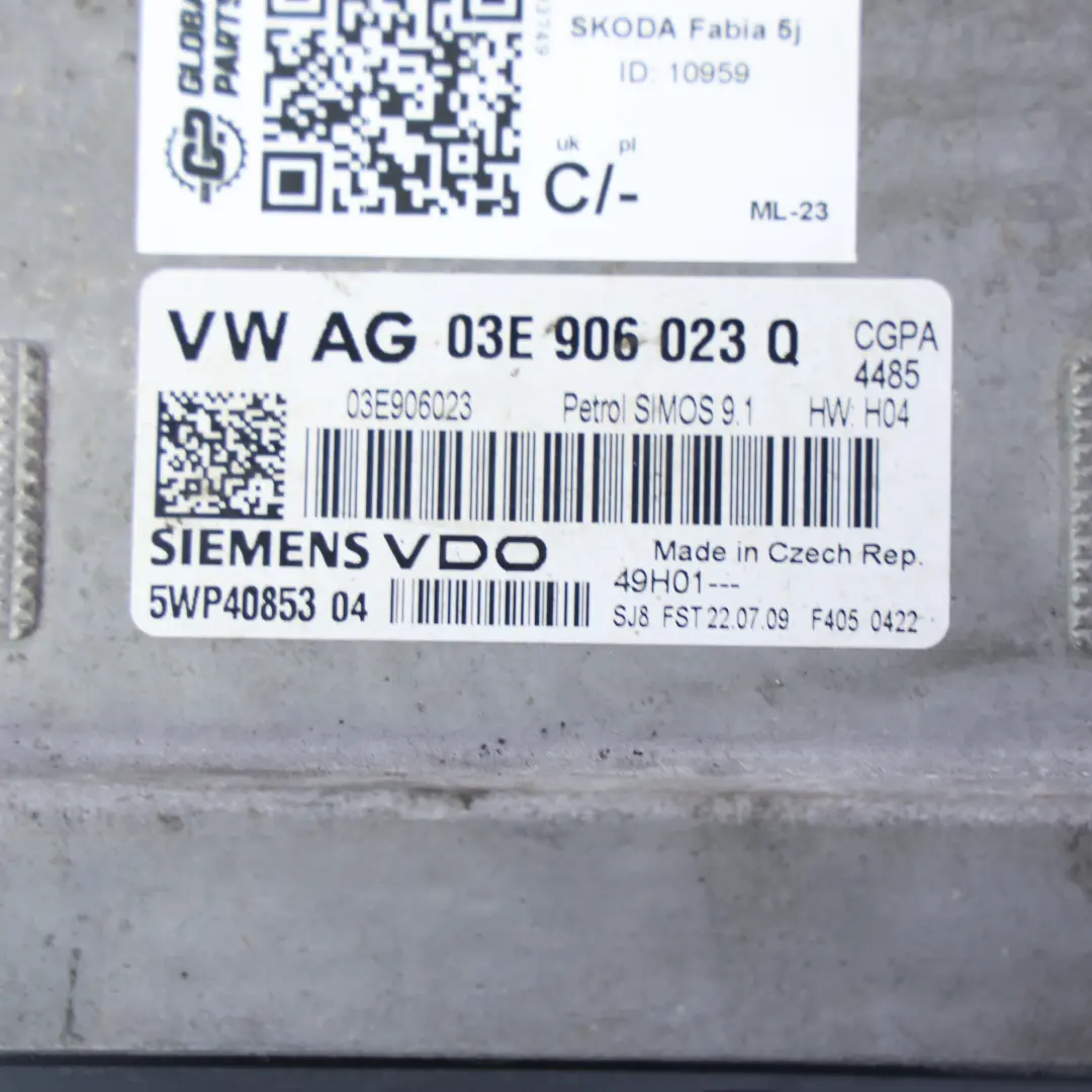 CGPA 69HP Engine Control Unit Module ECU Manual to Skoda Fabia 5J 1.2 with Part number 03E906023Q Skoda Fabia 5J 1.2 CGPA 69HP Engine Control Unit Module ECU Manual - SKU 03E906023Q-1 - Part number 03E906023Q