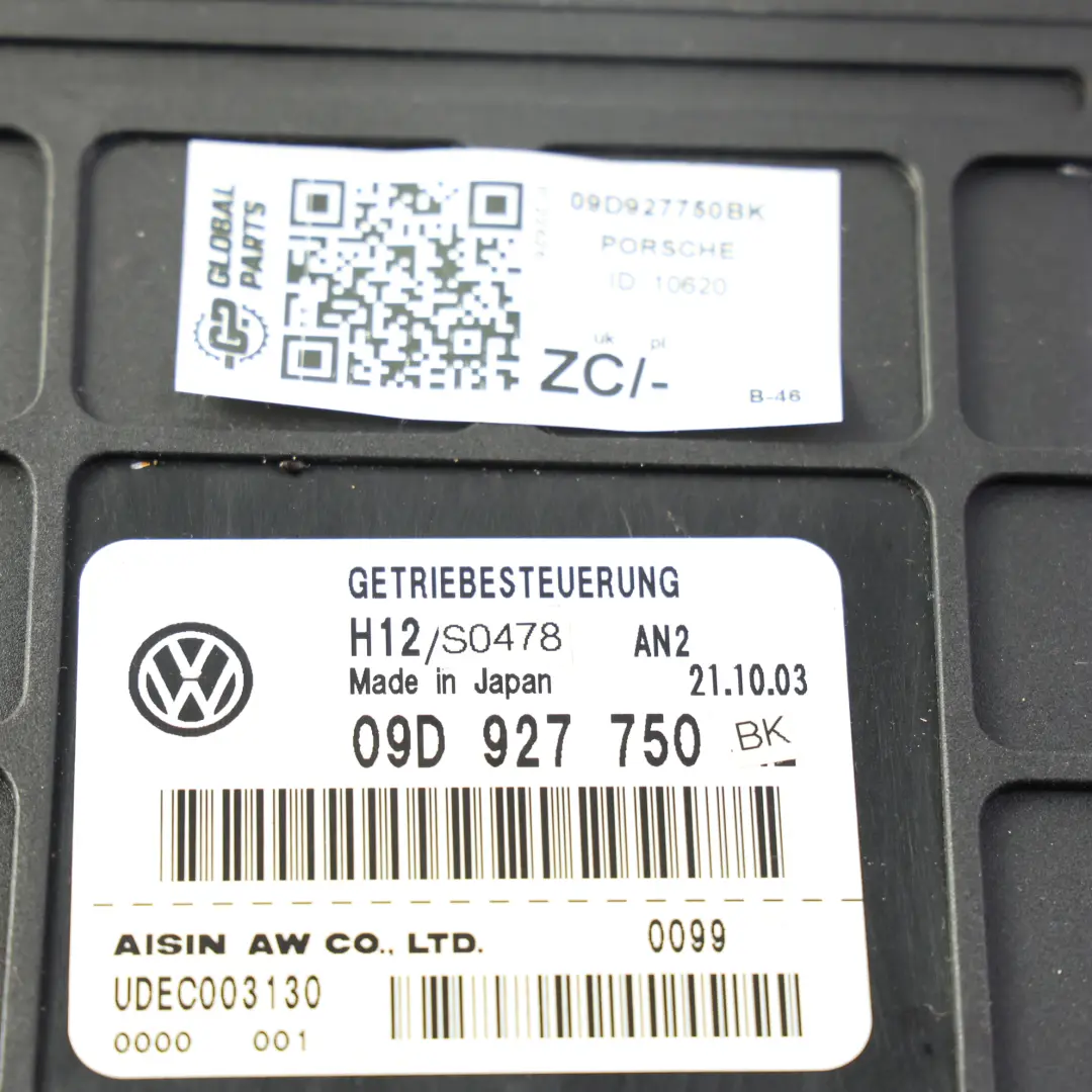 Módulo Control Transmisión Automática para Porsche Cayenne 9PA con número de pieza 09D927750BK Porsche Cayenne 9PA Módulo Control Transmisión Automática - SKU 09D927750BK - Número de pieza 09D927750BK