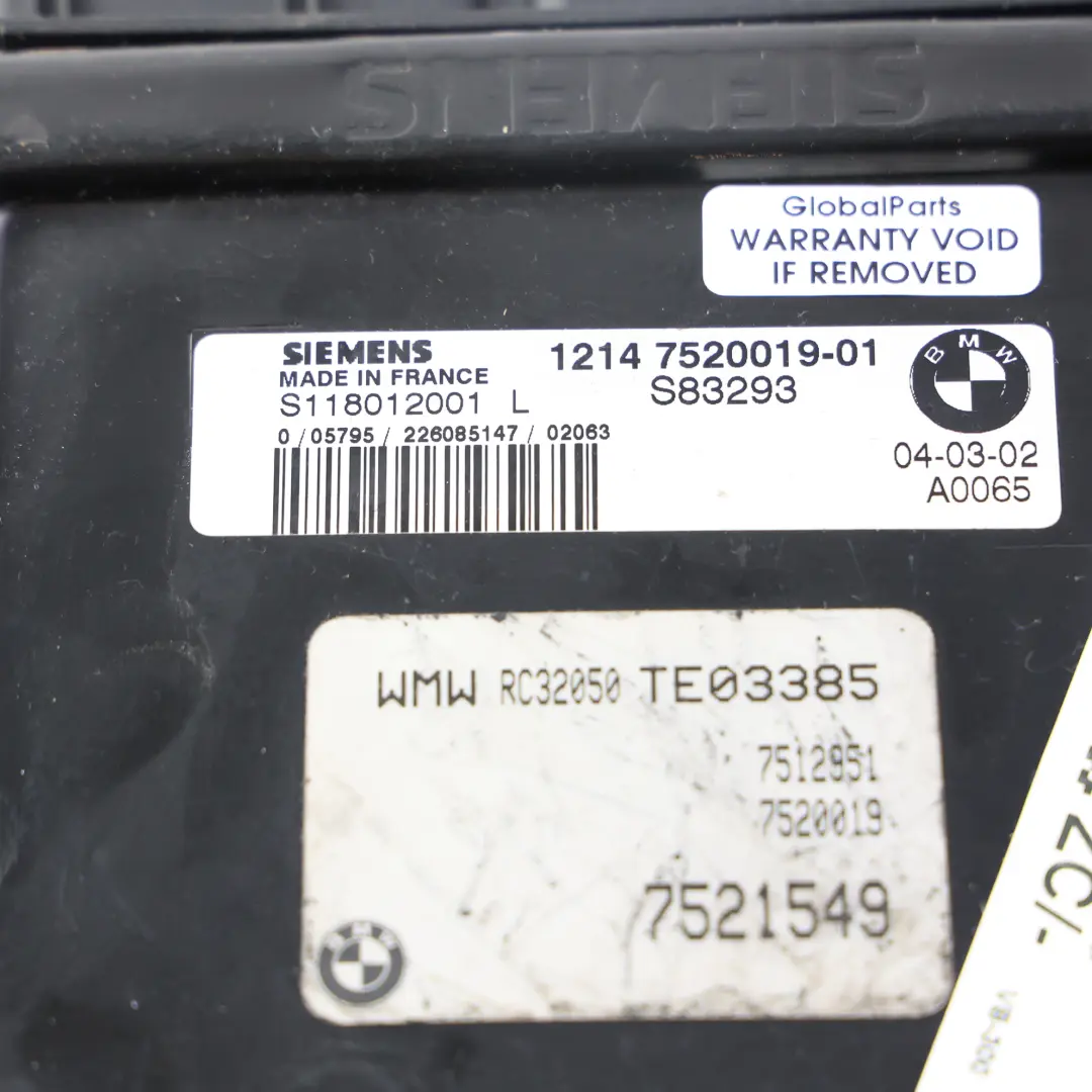Land Rover Mini Cooper R50 R56 Motorsteuergerät ECU DME 12147521549 7521549 - SKU 12147520019-01 - Teilenummer 12147520019