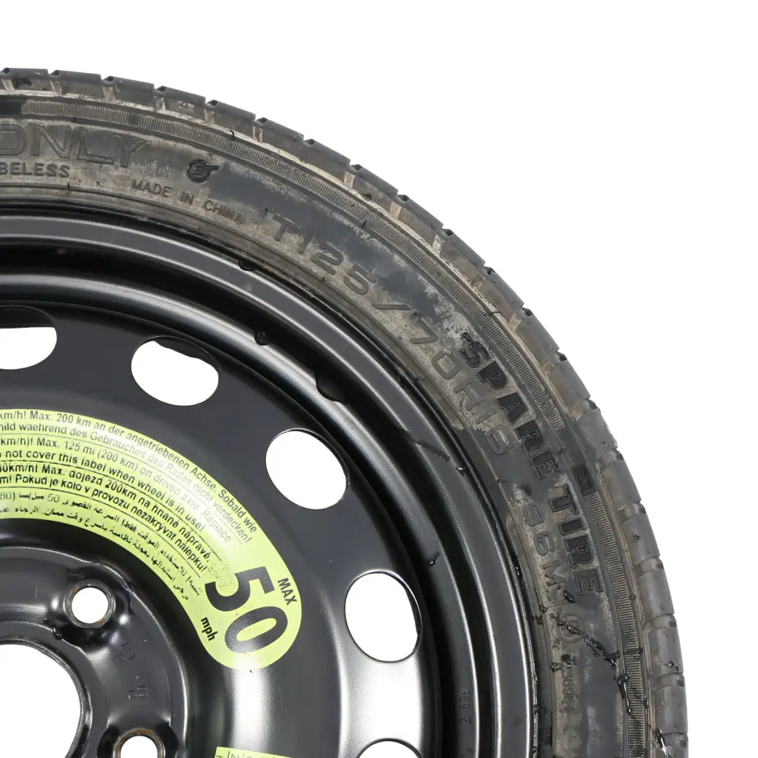 VW Golf Mk7 Spare Wheel Steel R16 Maxxis Tyre 3.5J ET:25.5 125/70 - SKU 1K0601027AQ-2 - Part number 1K0601027AQ