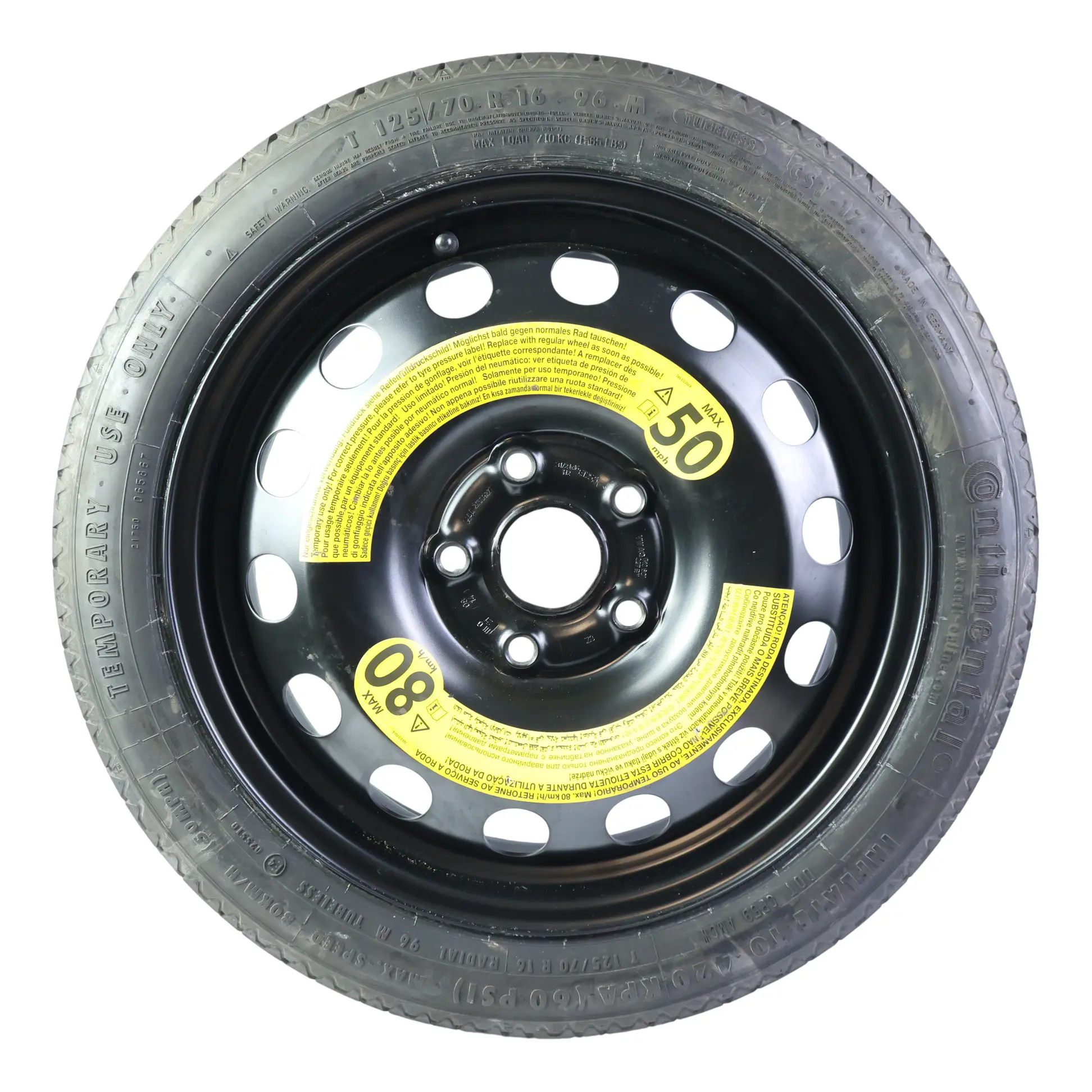 Volkswagen Golf Mk7 Roue de Secours en Acier Galette 16" 125/70 1K0601027BT