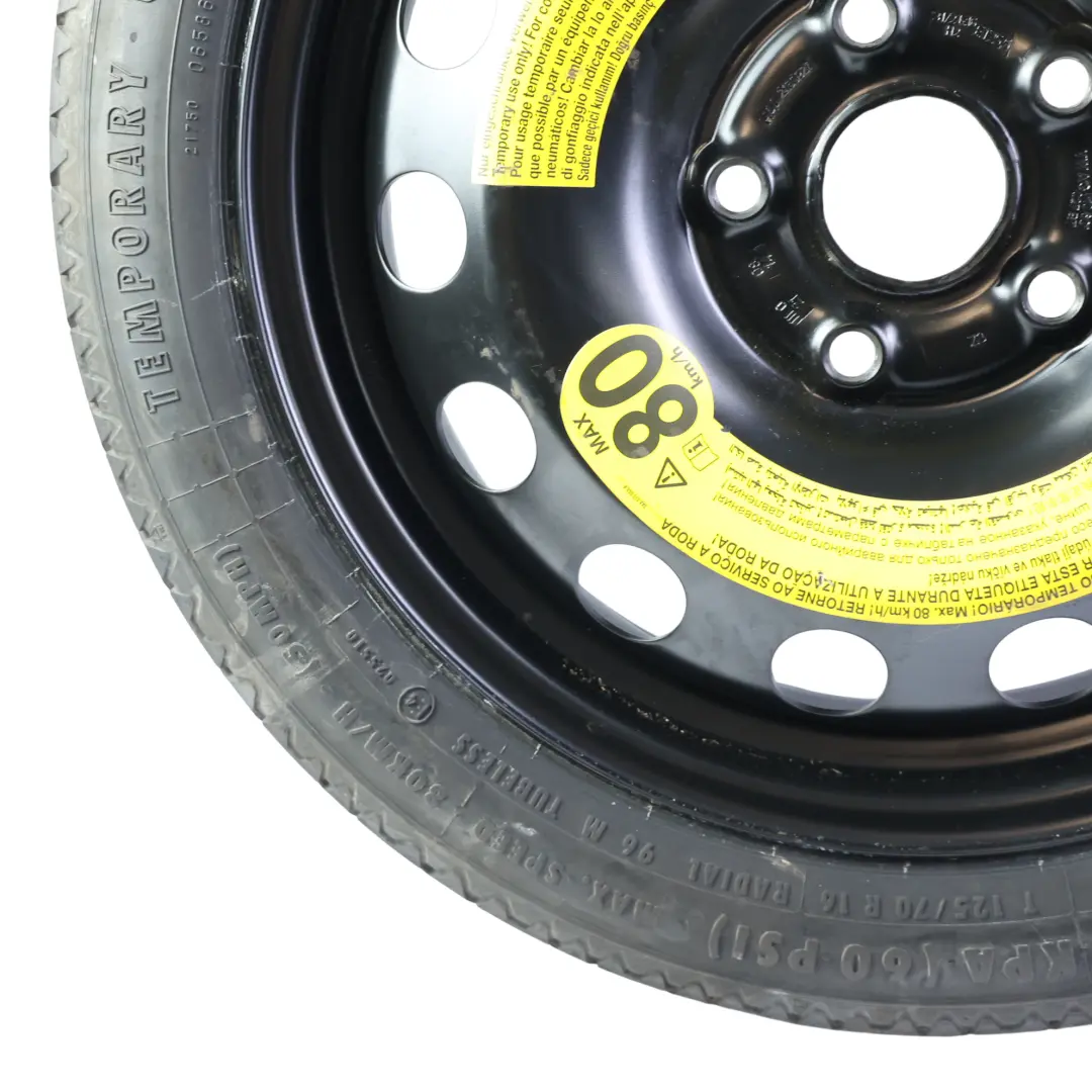 Volkswagen Golf Mk7 Steel Spare Wheel Space Saver 16" 125/70 - SKU 1K0601027BT-1 - Part number 1K0601027BT