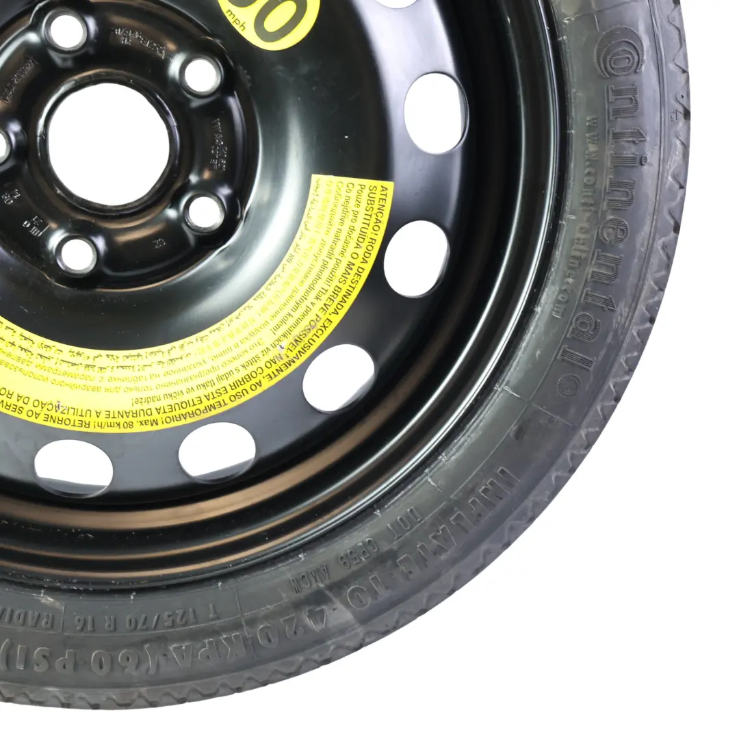 Volkswagen Golf Mk7 Stahl Notrad Reserverad 16" 125/70 - SKU 1K0601027BT-1 - Teilenummer 1K0601027BT