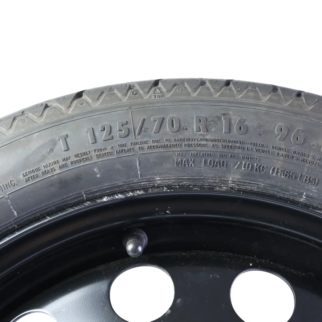 Roue de Secours en Acier Galette 16" 125/70 pour Volkswagen Golf Mk7 à propos du numéro de pièce 1K0601027BT Volkswagen Golf Mk7 Roue de Secours en Acier Galette 16" 125/70 - SKU 1K0601027BT-1 - Numéro de pièce 1K0601027BT