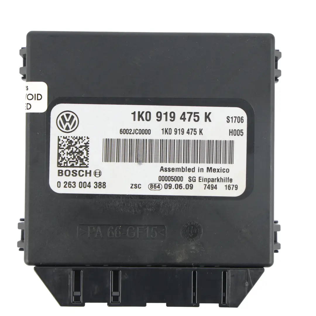 Mk3 Einparkhilfe PDC Steuergerät für Volkswagen Scirocco mit Teilenummer 1K0919475K Volkswagen Scirocco Mk3 Einparkhilfe PDC Steuergerät - SKU 1K0919475K - Teilenummer 1K0919475K