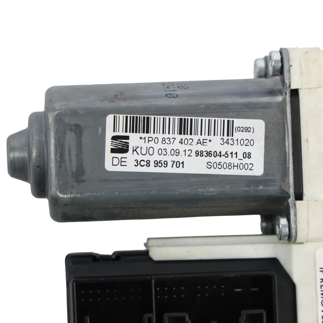6J Leon 1P Window Regulator Motor Front Right O/S to Seat Ibiza with Part number 1P0837402AE Seat Ibiza 6J Leon 1P Window Regulator Motor Front Right O/S - SKU 1P0837402AE - Part number 1P0837402AE
