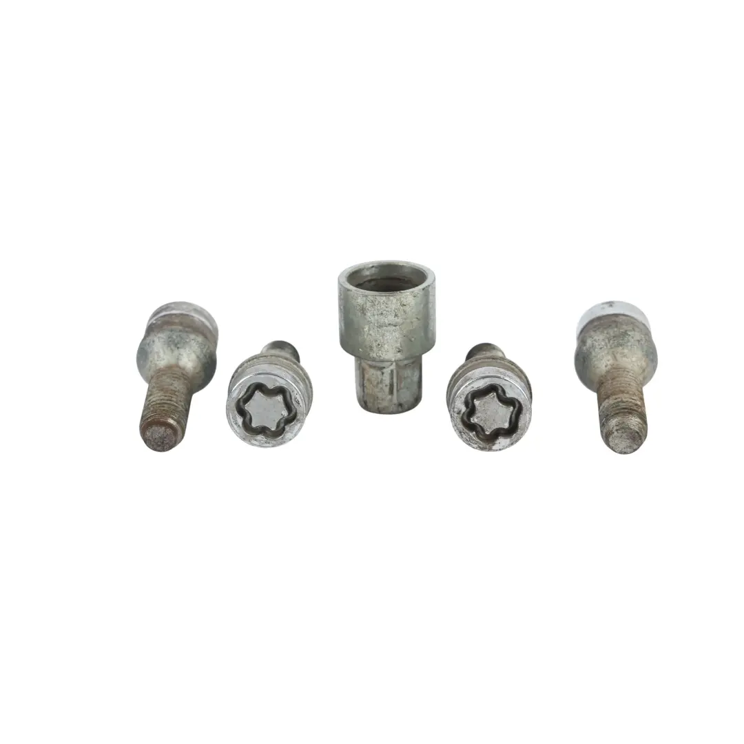 Set Of Four Black With Adapter Security to BMW E60 E84 E87 E90 Wheel Bolt with Part number 2453959 BMW E60 E84 E87 E90 Wheel Bolt Set Of Four Black With Adapter Security - SKU 2453959-7 - Part number 2453959