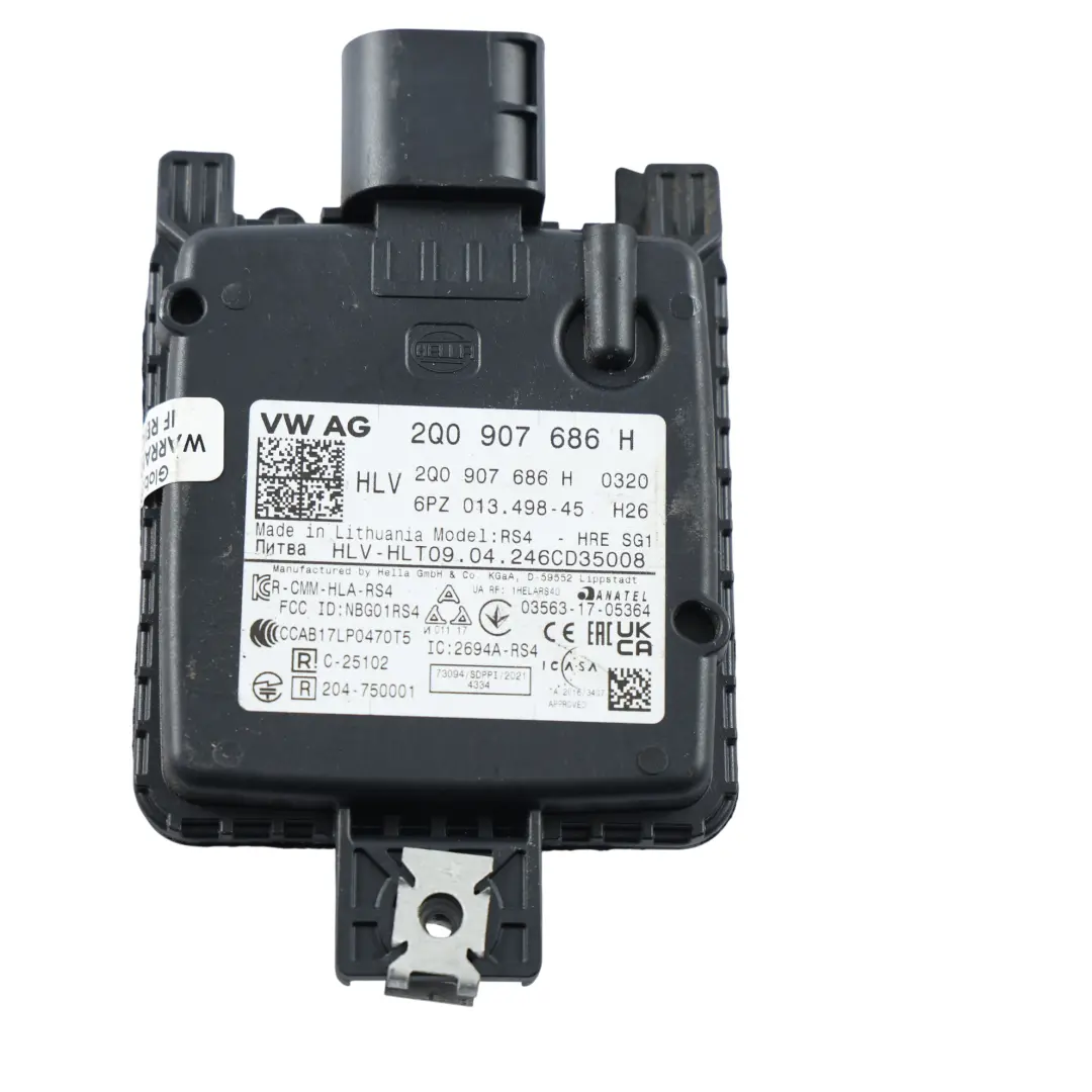 Audi Volkswagen Golf Mk8 Sensor Radar Módulo Detección Ángulo Muerto - SKU 2Q0907686H - Número de pieza 2Q0907686H