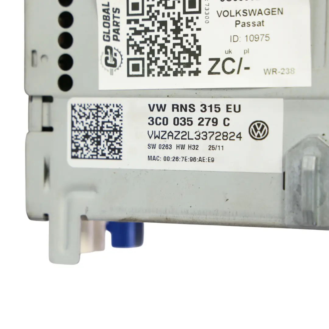 VW Volkswagen Passat B7 CC Beetle Radio Sat Navigation Head Unit - SKU 3C0035279C - Part number 3C0035279C
