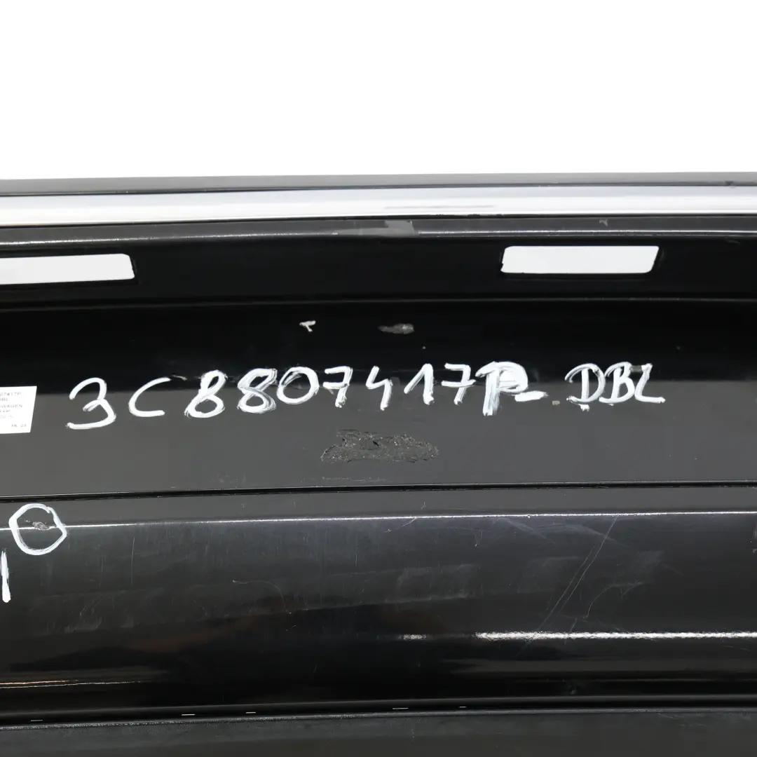 Bumper Trim Panel Deep Black Pearl Effect - C9X to Volkswagen Passat CC Rear with Part number 3C8807417P Volkswagen Passat CC Rear Bumper Trim Panel Deep Black Pearl Effect - C9X - SKU 3C8807417P-DBL - Part number 3C8807417P