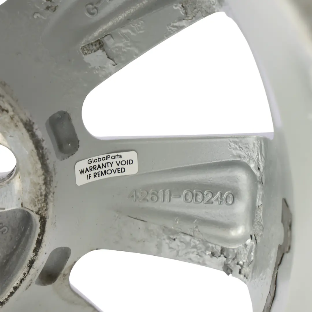Mk2 Alloy Wheel Rim Silver 15" 5,5J ET:45 to Toyota Yaris with Part number 42611-0D240 Toyota Yaris Mk2 Alloy Wheel Rim Silver 15" 5,5J ET:45 - SKU 42611-0D240-SL3 - Part number 42611-0D240