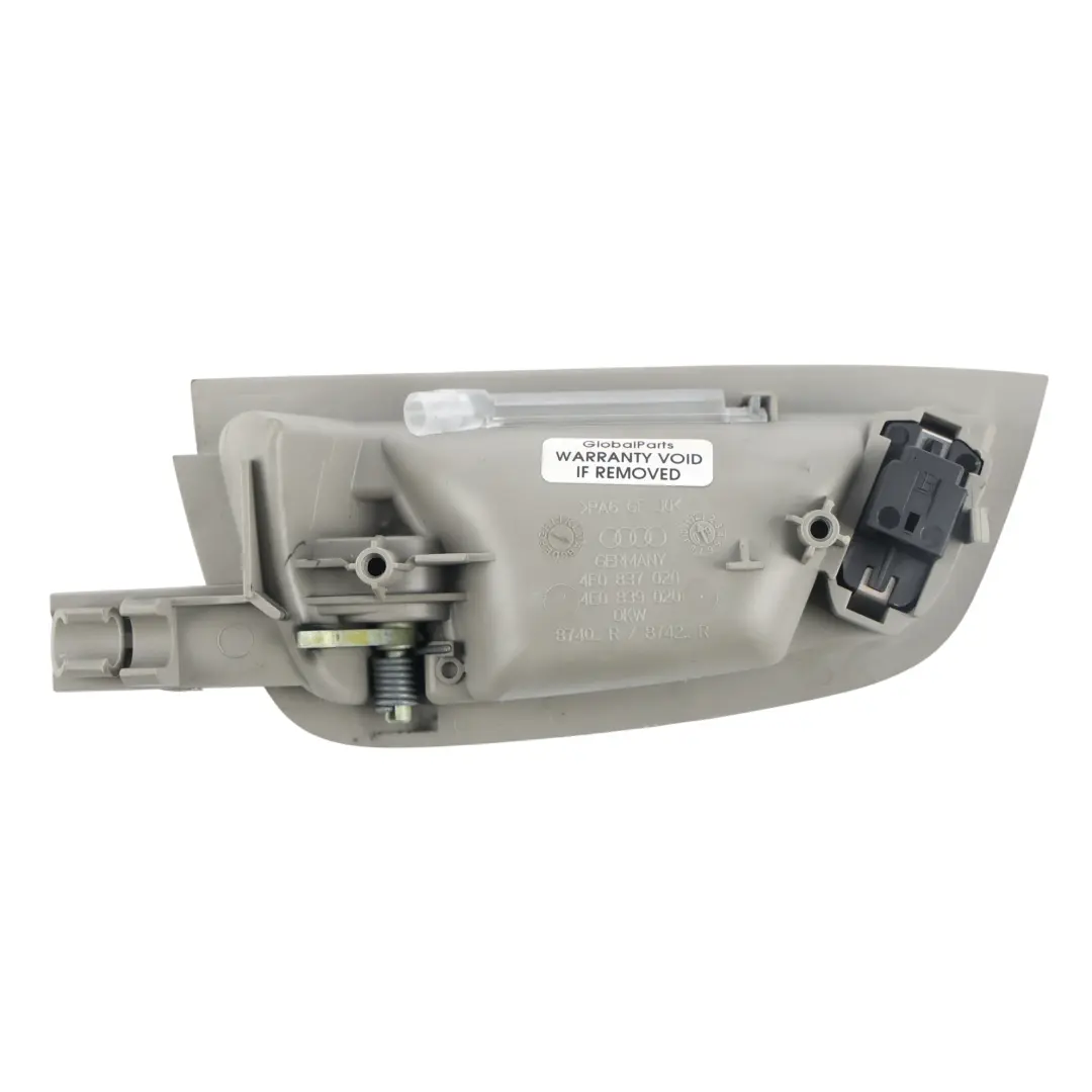 Tirador Interior Puerta Delantero Derecho para Audi A8 S8 D3 con número de pieza 4E0837020 Audi A8 S8 D3 Tirador Interior Puerta Delantero Derecho - SKU 4E0837020-1 - Número de pieza 4E0837020