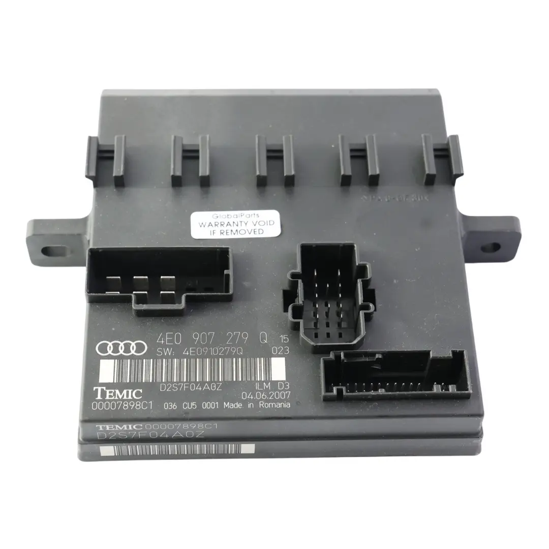 Bordnetzsteuergerät Komfort Modul BCM Steuergerät für Audi A8 D3 mit Teilenummer 4E0907279Q Audi A8 D3 Bordnetzsteuergerät Komfort Modul BCM Steuergerät - SKU 4E0907279Q - Teilenummer 4E0907279Q