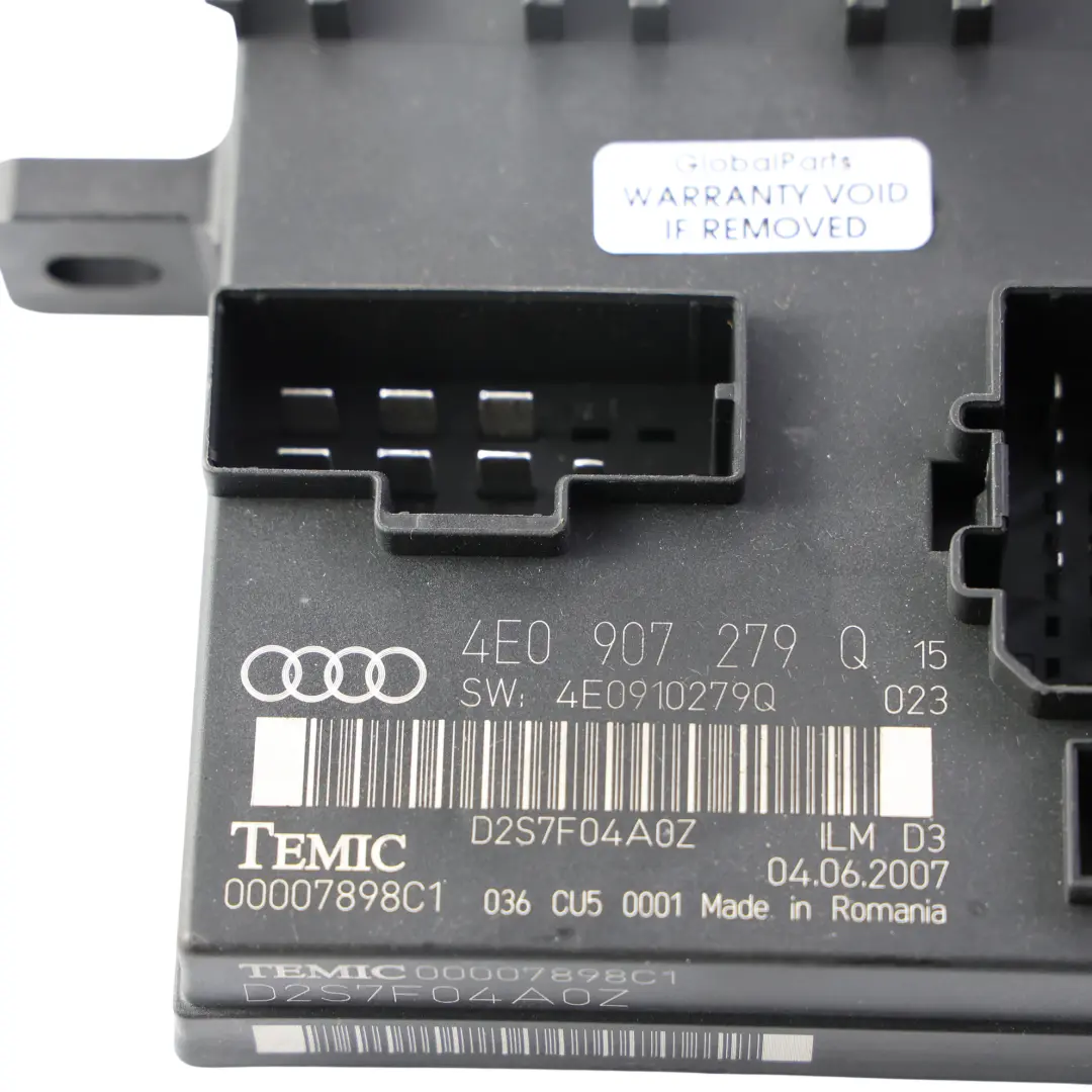 Audi A8 D3 Bordnetzsteuergerät Komfort Modul BCM Steuergerät - SKU 4E0907279Q - Teilenummer 4E0907279Q